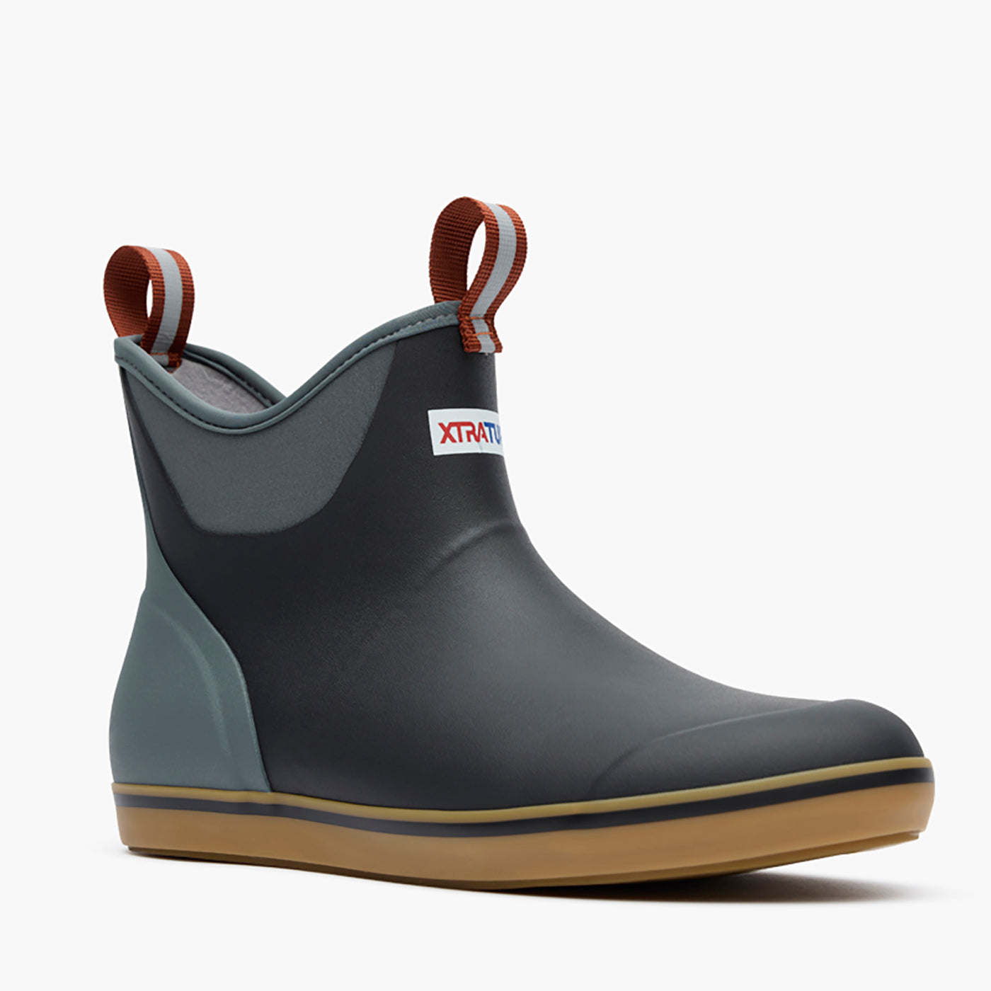 Black and Deep Storm Ankle Deck Boot, a model listing Bioprene rubber foam.