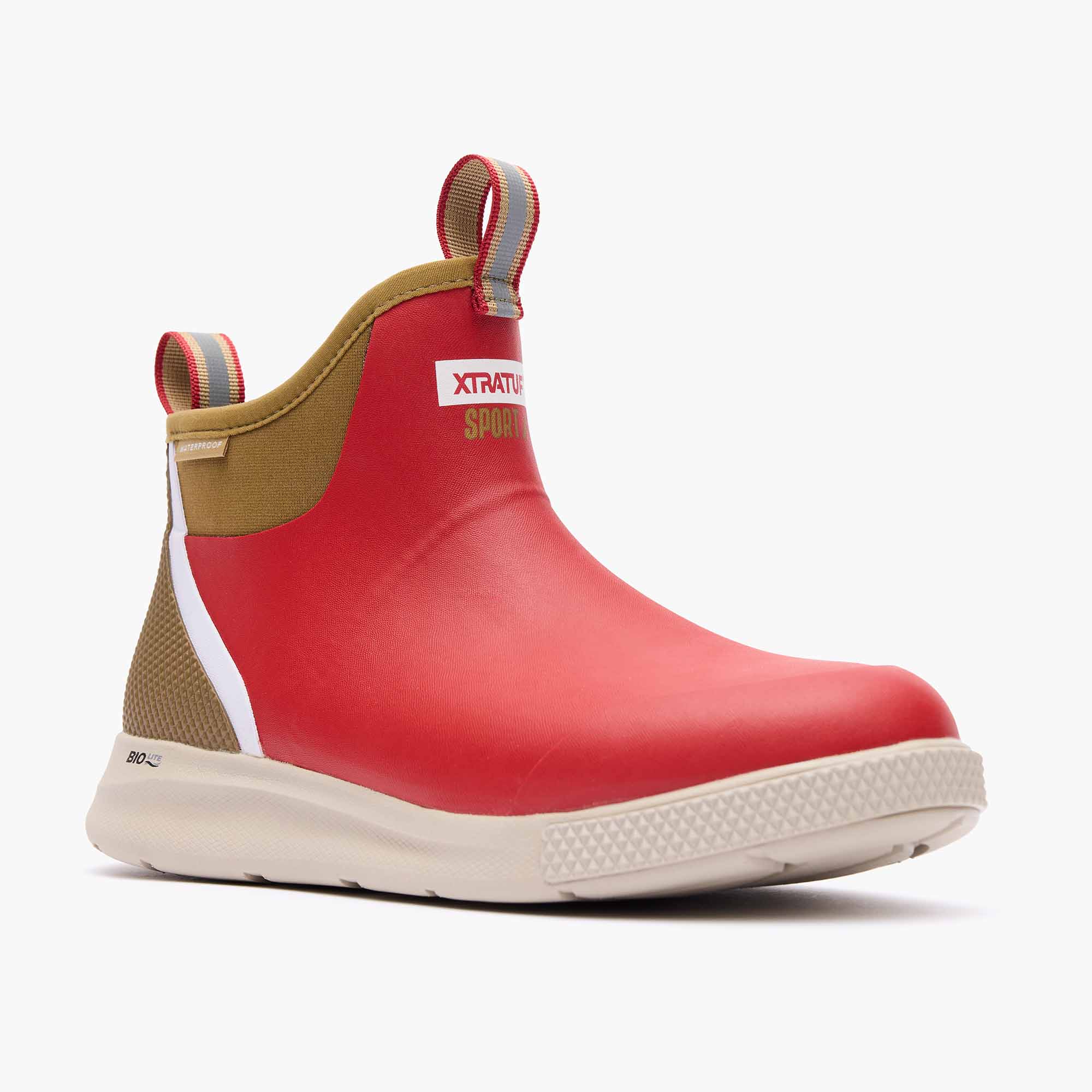 Red and Brown Men's Tailgate Ankle Deck Boot Sport Main View.