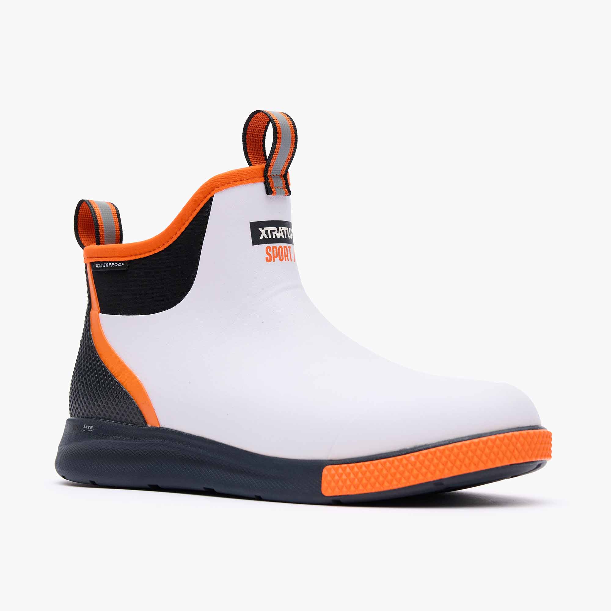 White Men's Tailgate Ankle Deck Boot Sport Main View.
