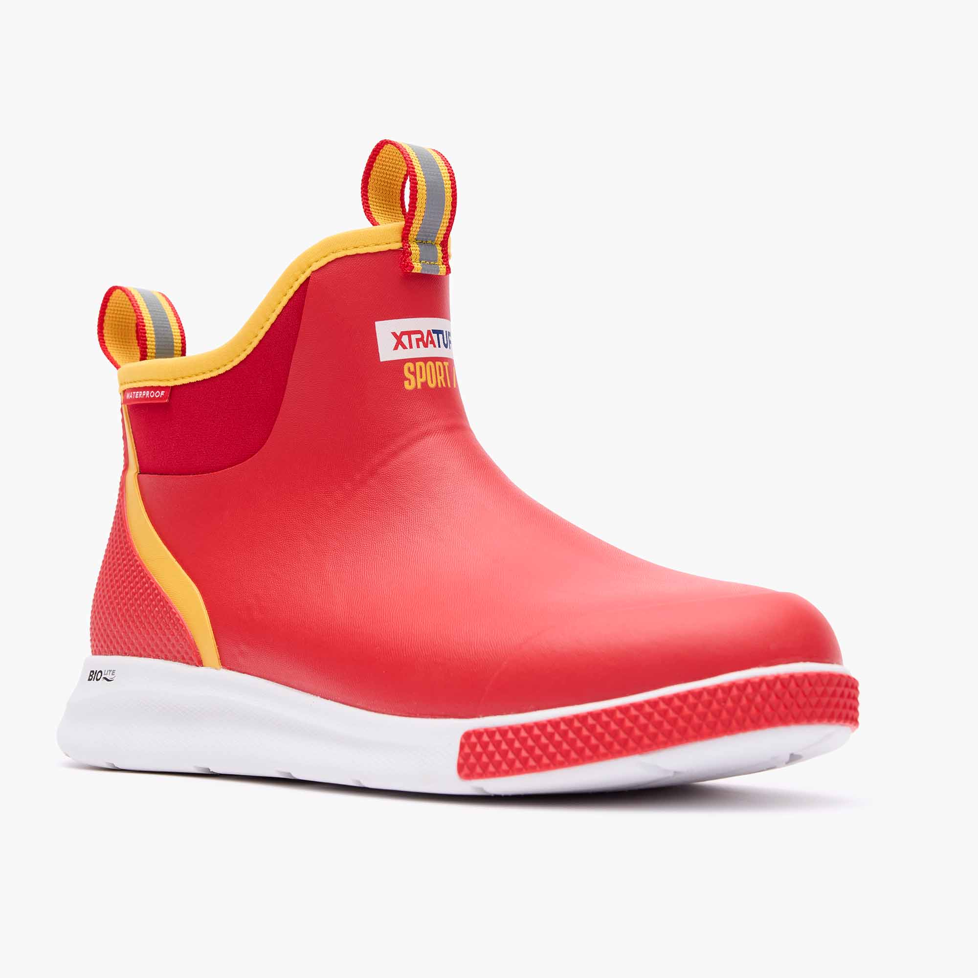 Red Men's Tailgate Ankle Deck Boot Sport Main View.
