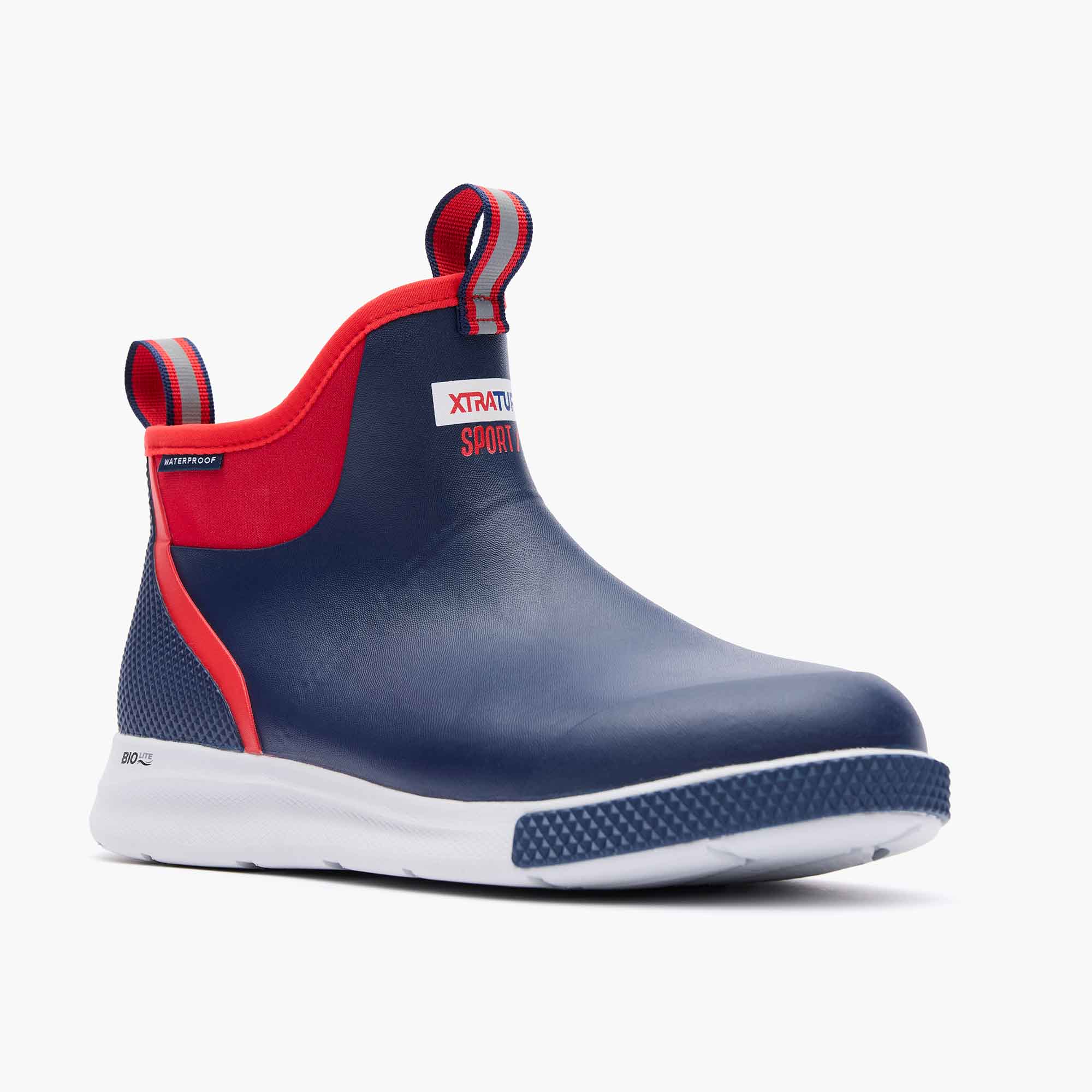 Navy Men's Tailgate Ankle Deck Boot Sport Main View.