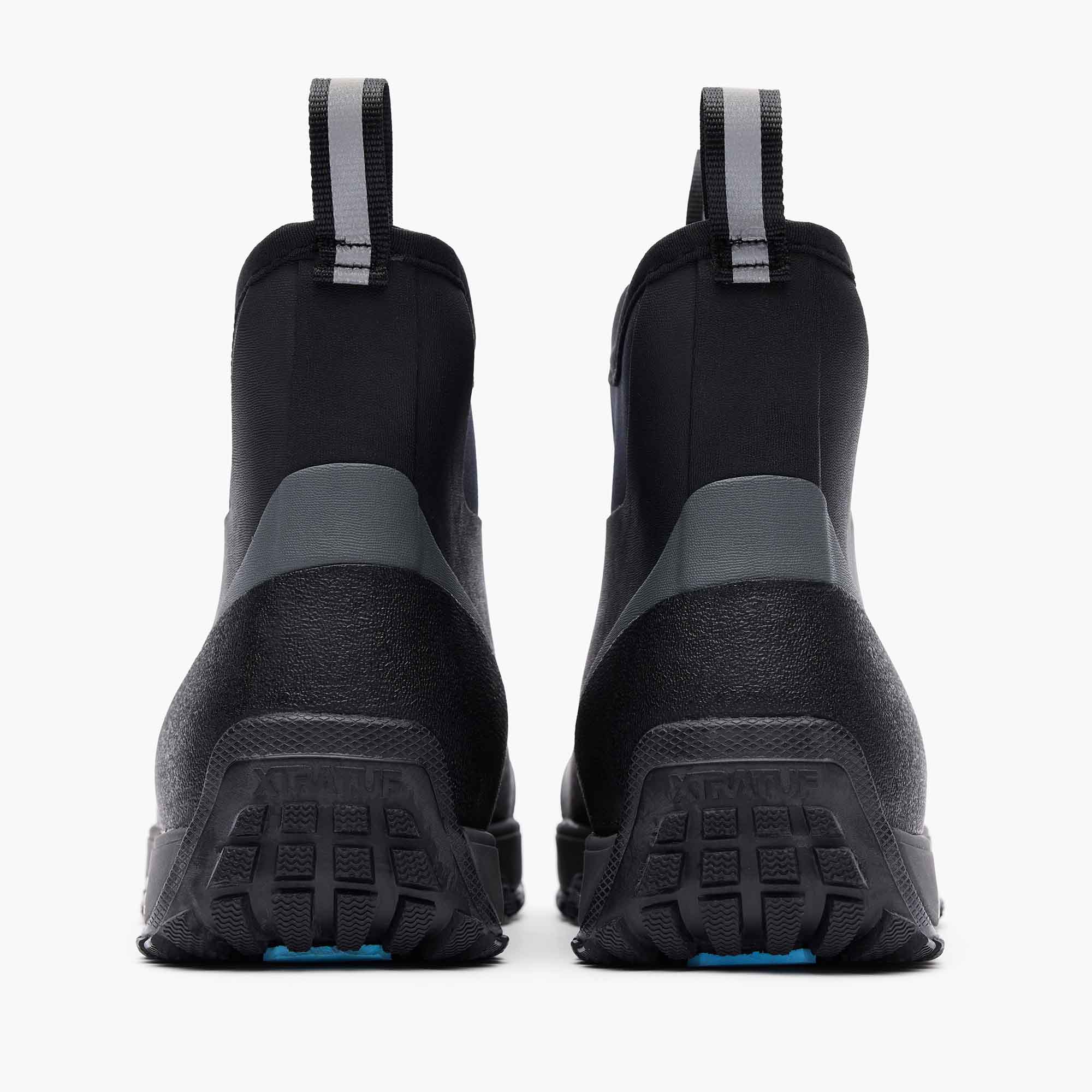 Black Men's Ice Fleece Lined Ankle Deck Boot Back View.