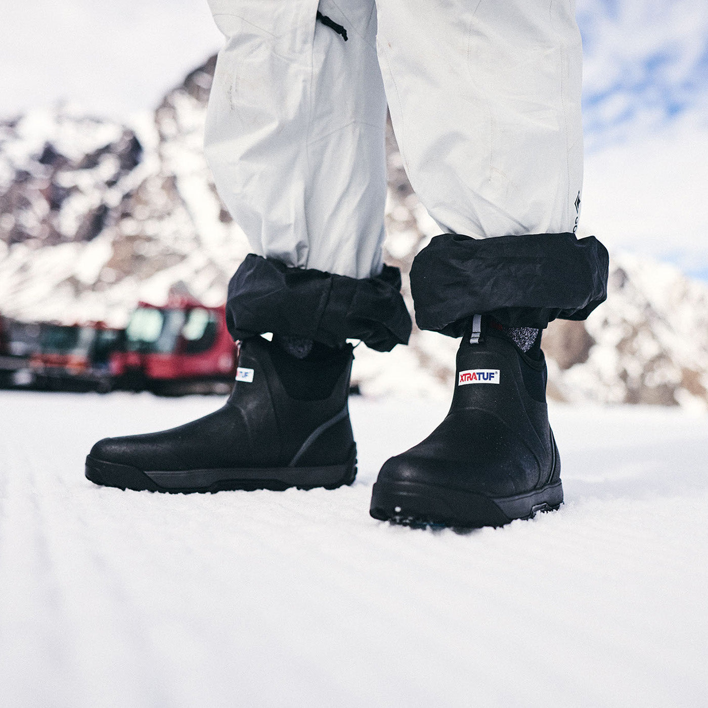 Black Men's Ice Fleece Lined Ankle Deck Boot On-Foot View.