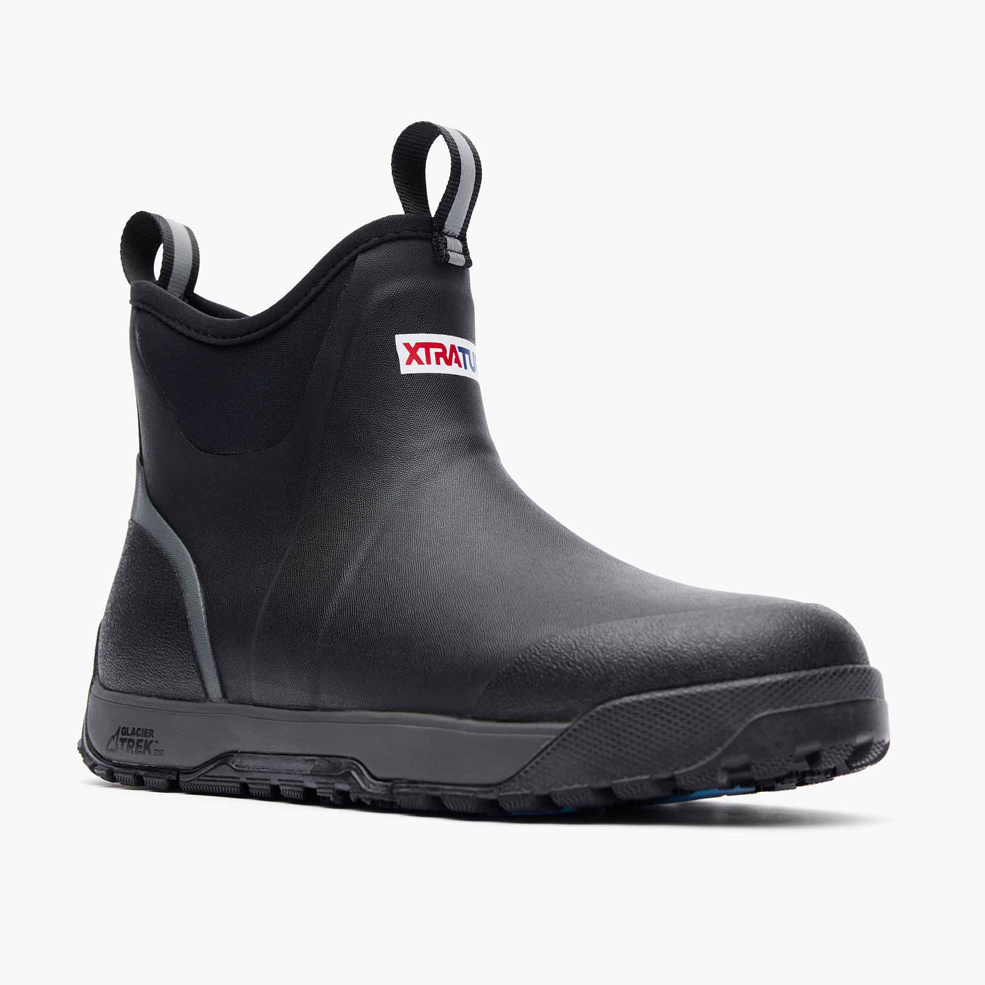 Black Men's Ice Fleece Lined Ankle Deck Boot Main View.