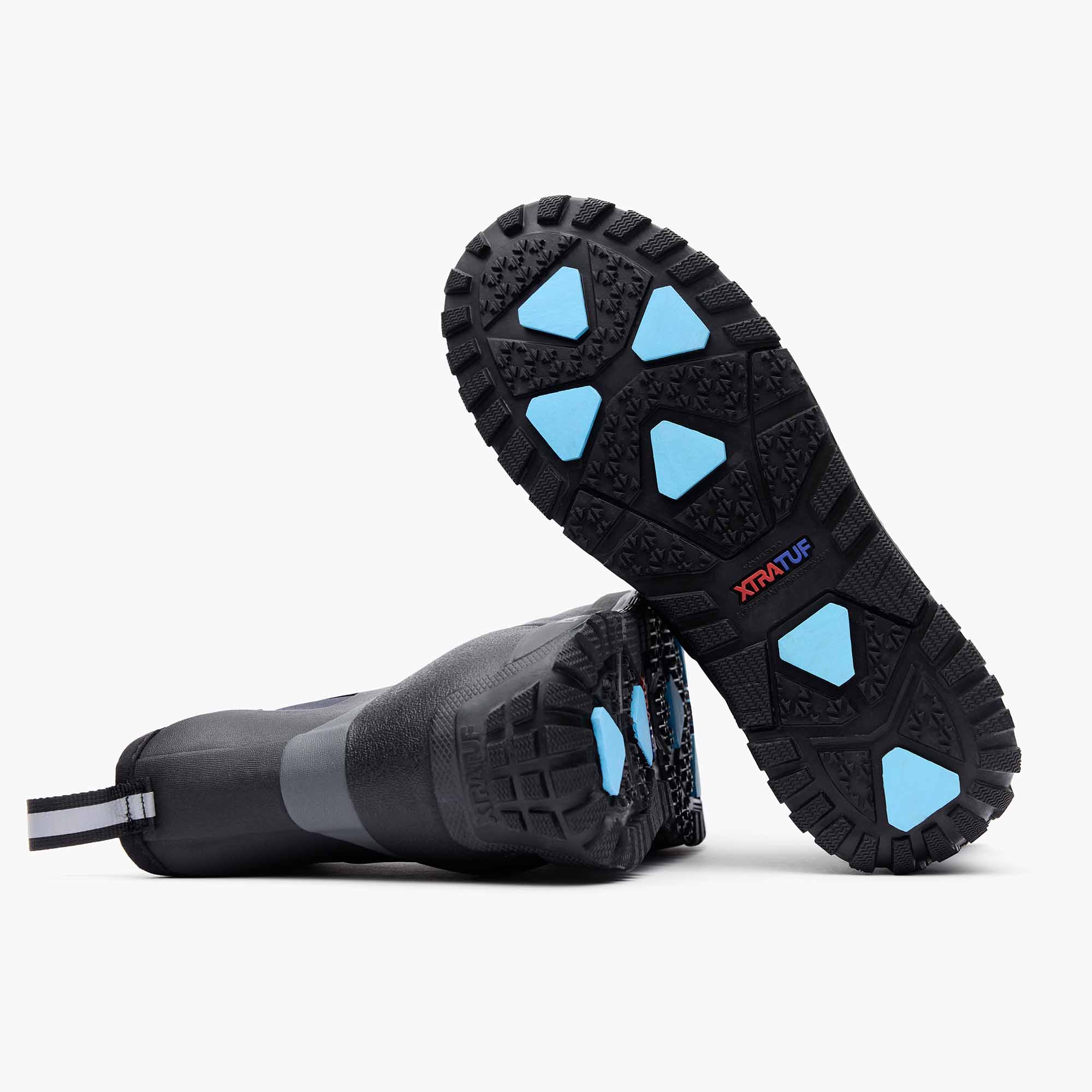 Black Men's Ice Fleece Lined Ankle Deck Boot Outsole.