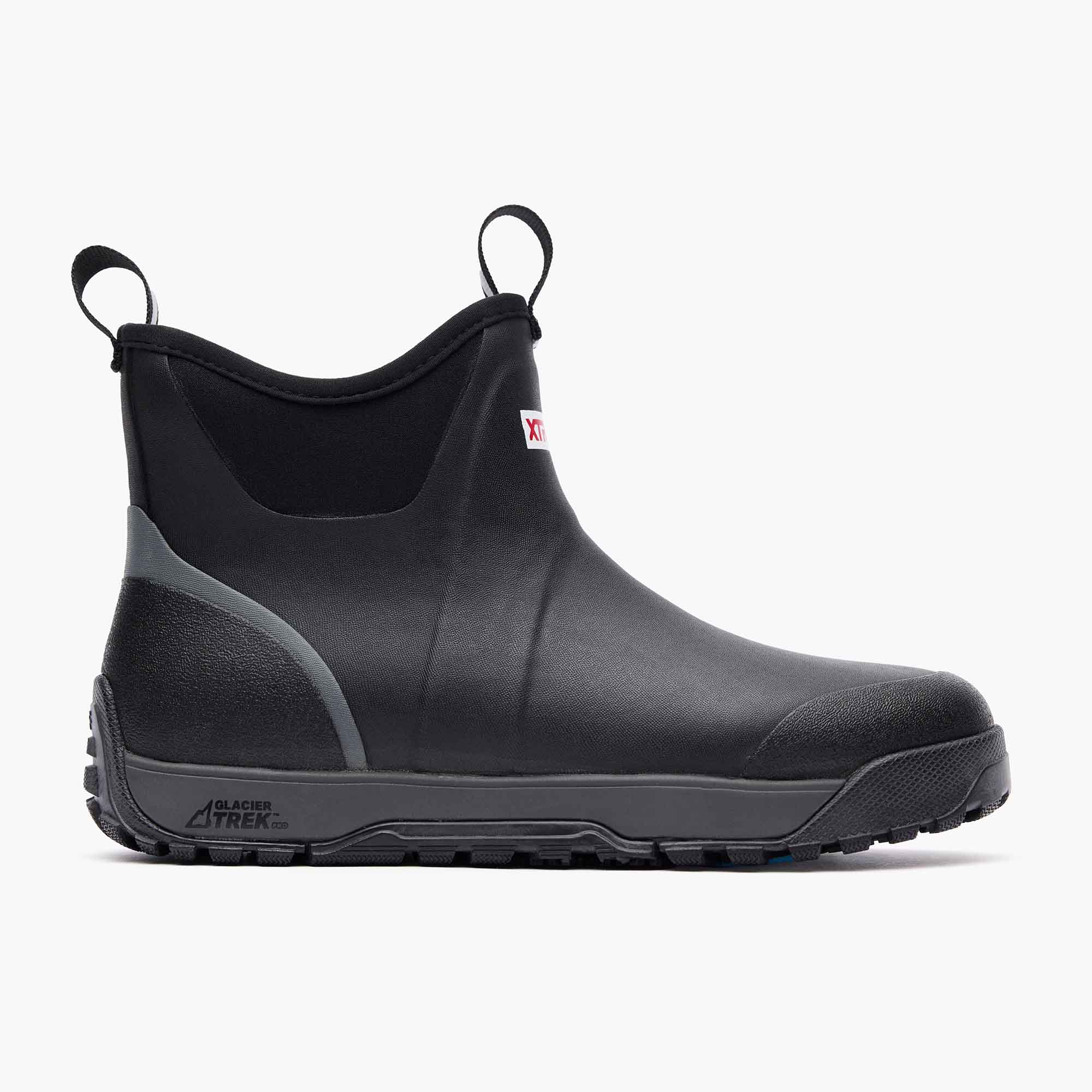 Black Men's Ice Fleece Lined Ankle Deck Boot Profile.