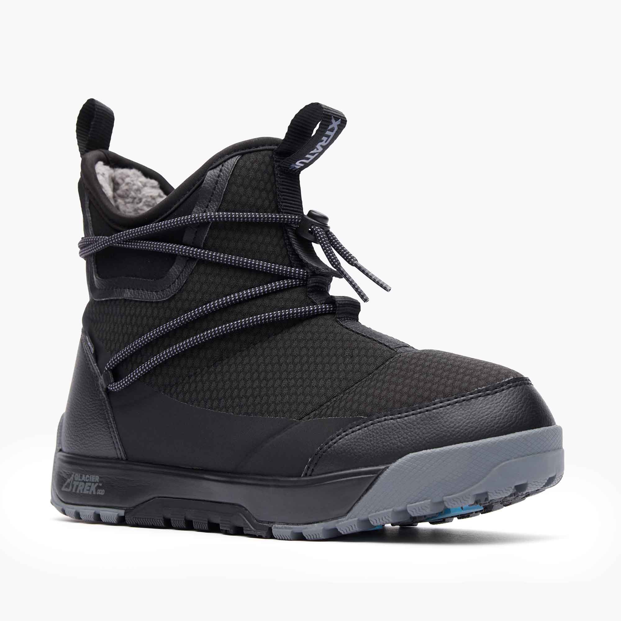 Black Women's Ice Nylon Ankle Deck Boot Main View.