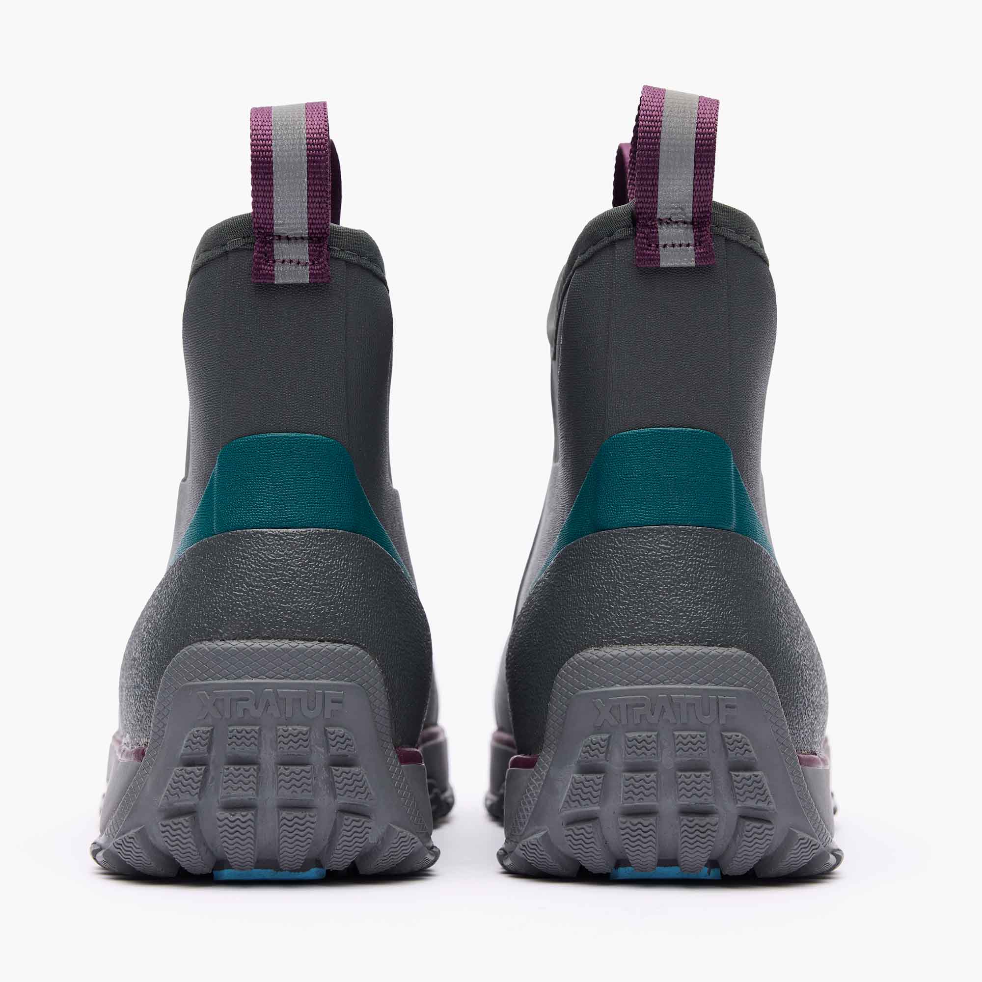 Grey Women's Ice Fleece Lined Ankle Deck Boot Back View.