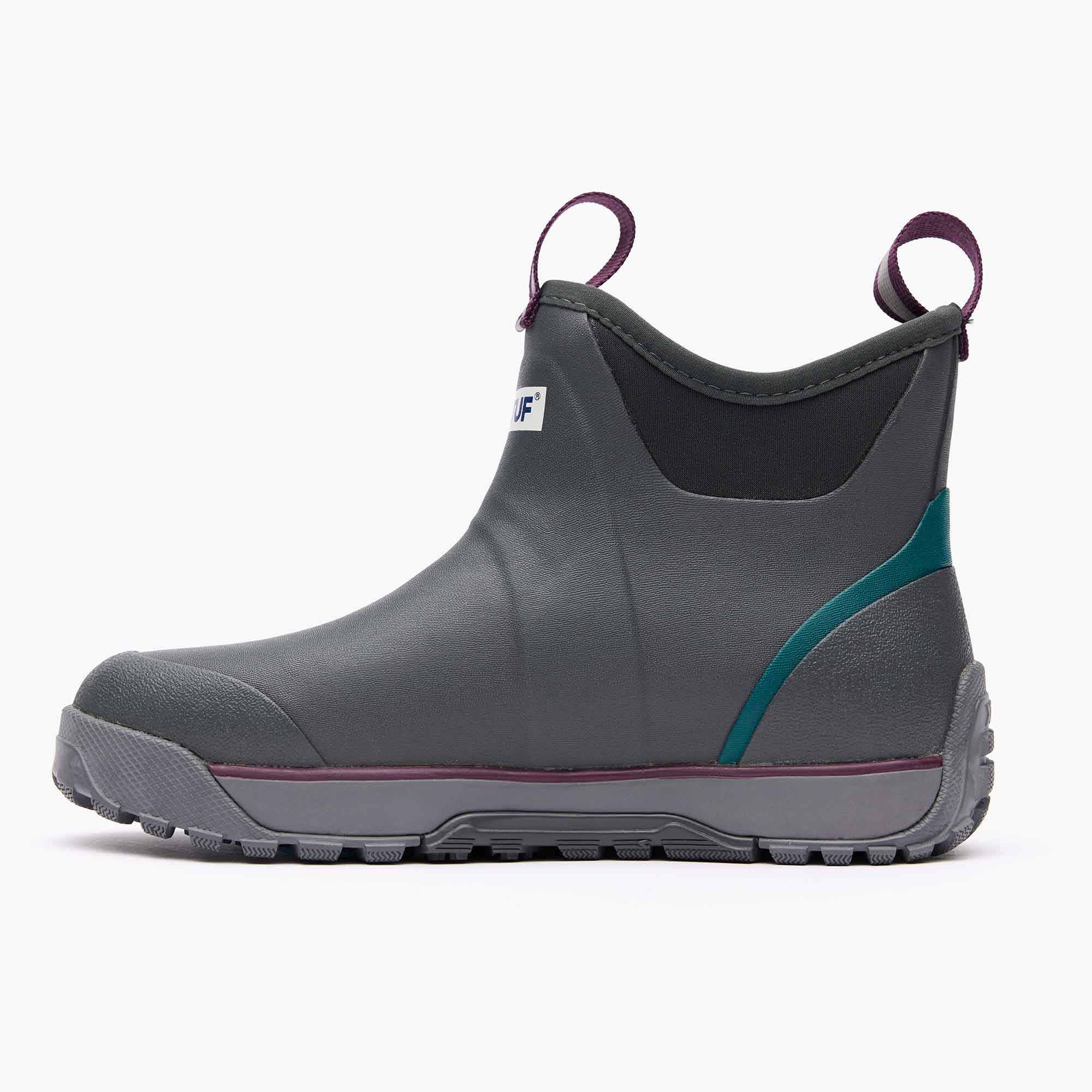 Grey Women's Ice Fleece Lined Ankle Deck Boot Instep View.
