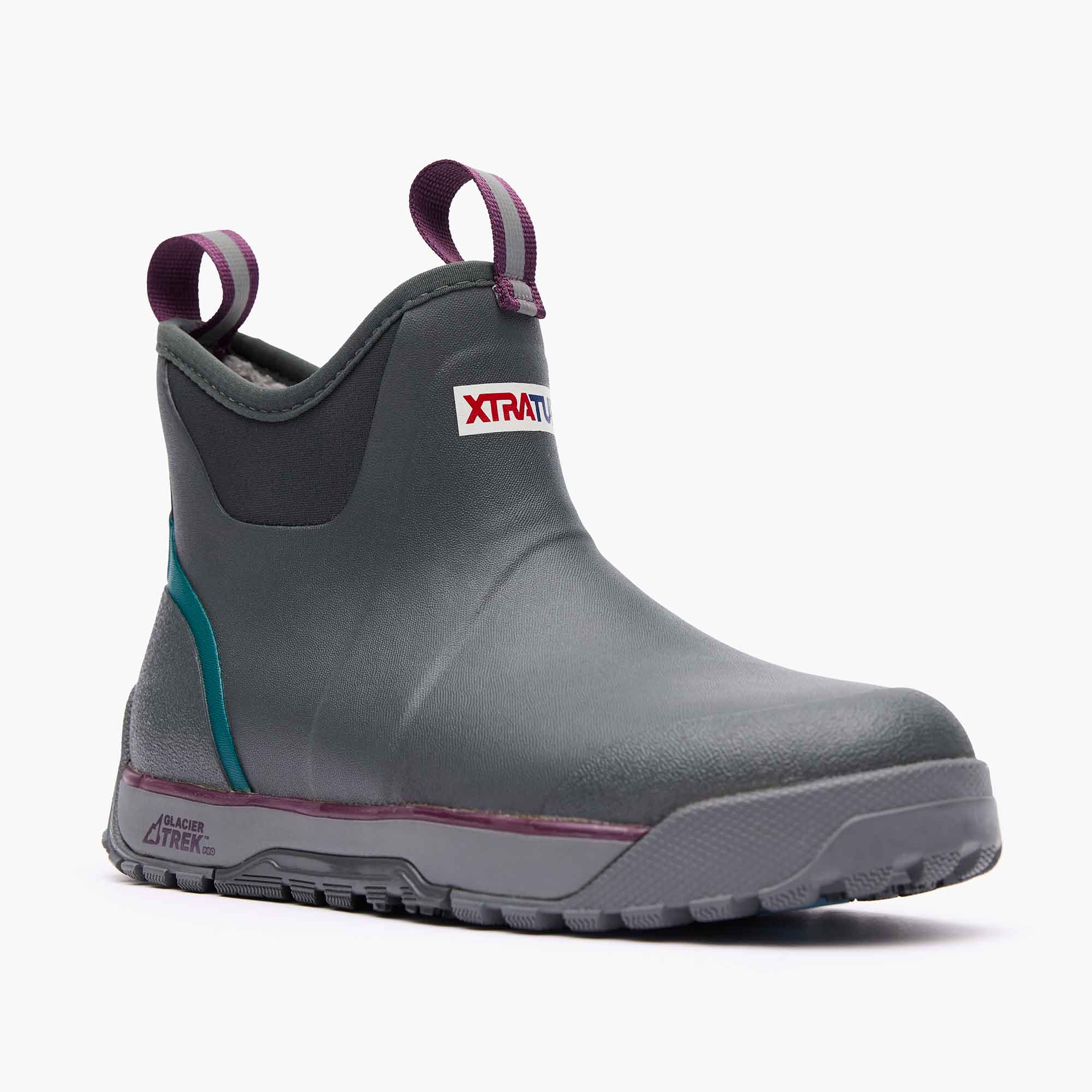 Grey Women's Ice Fleece Lined Ankle Deck Boot Main View.