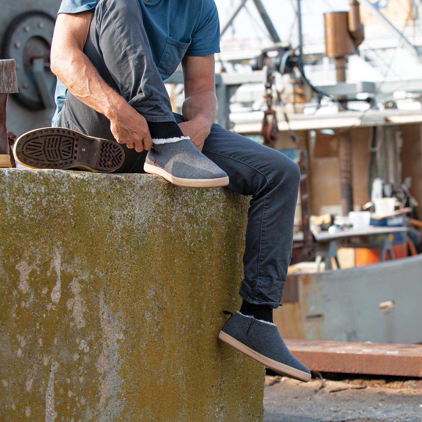 Grey Unisex Homer Sneaker On-Foot View.