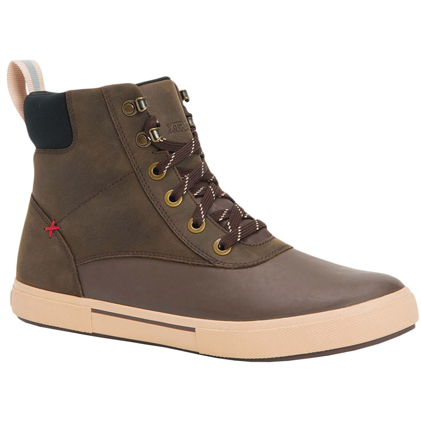 Brown Men's Leather Lace Ankle Deck Boot Main View.