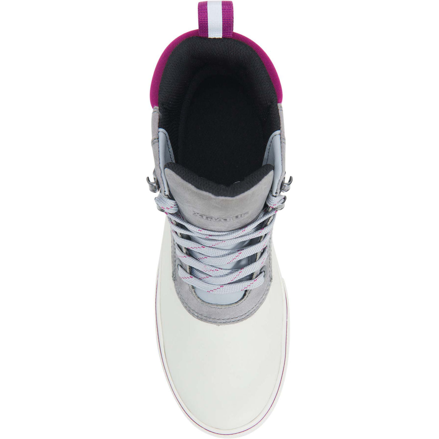 Grey Women's Leather Lace Ankle Deck Boot Birdseye.