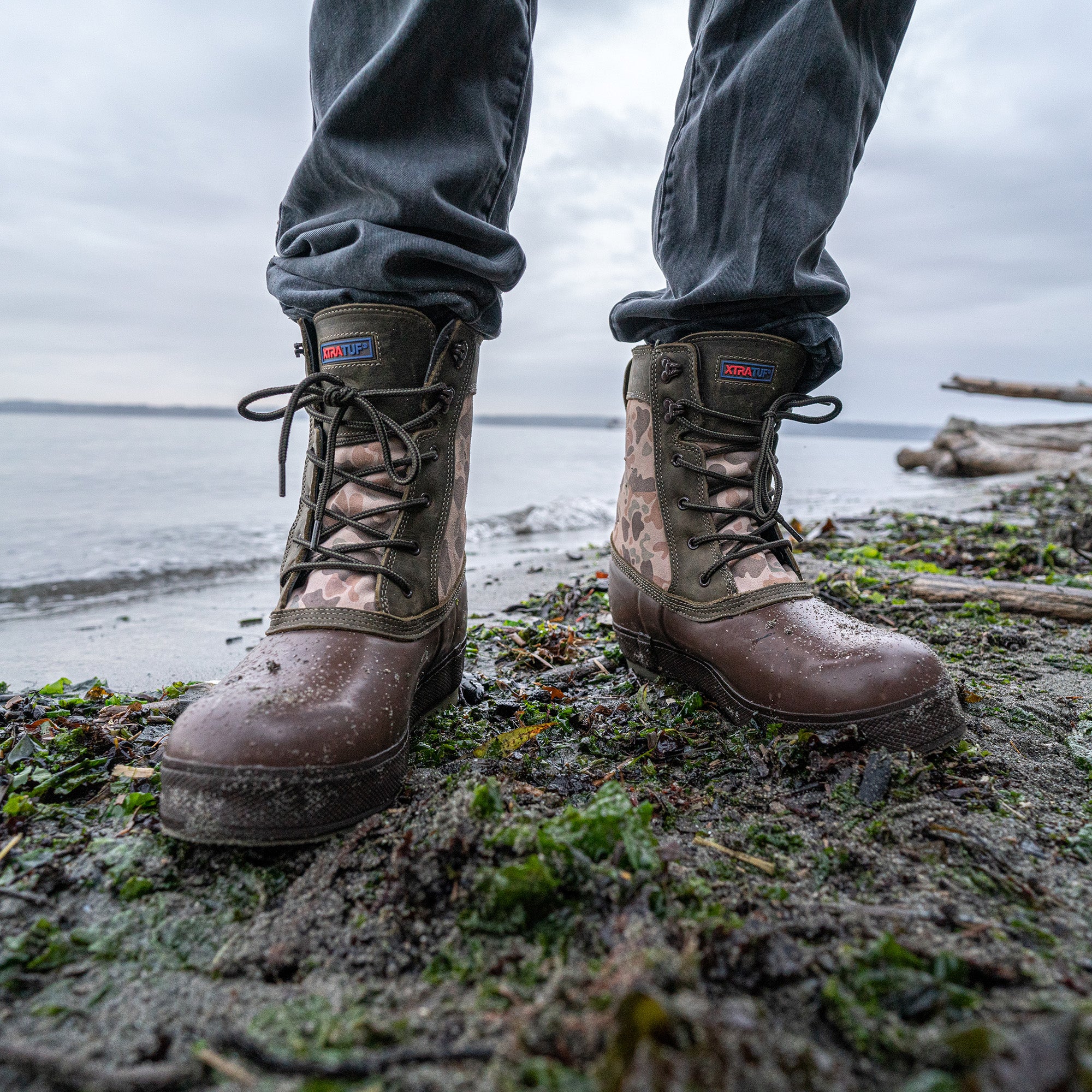 Duck Camo Men's 8" Insulated Legacy Lace Boot On-Foot View.