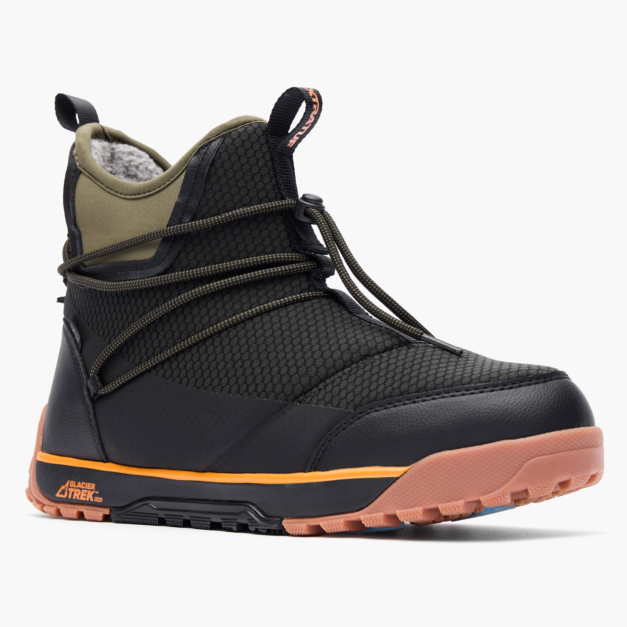 Black Men's Ice Nylon Ankle Deck Boot Main View.