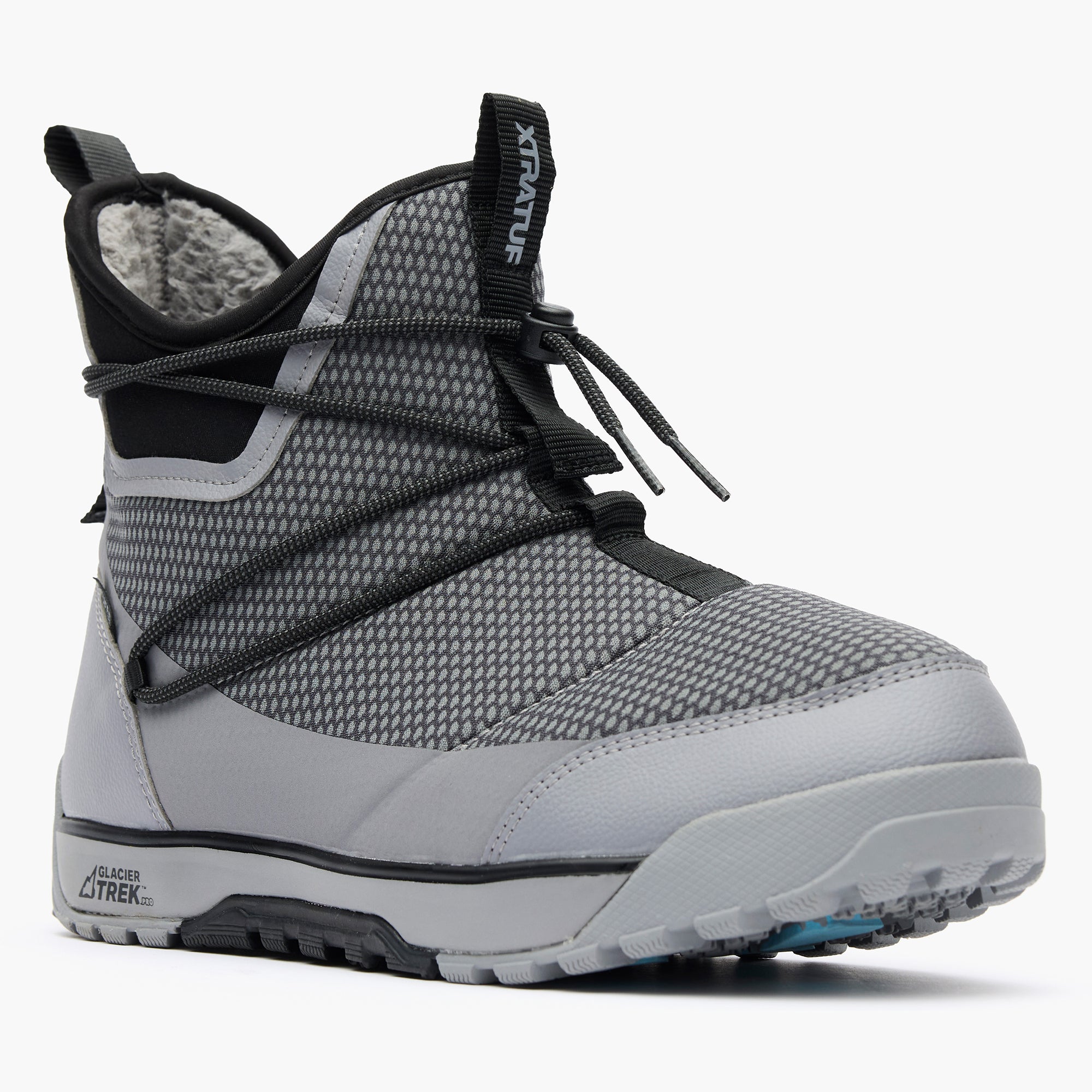 Grey Men's Ice Nylon Ankle Deck Boot Main View.