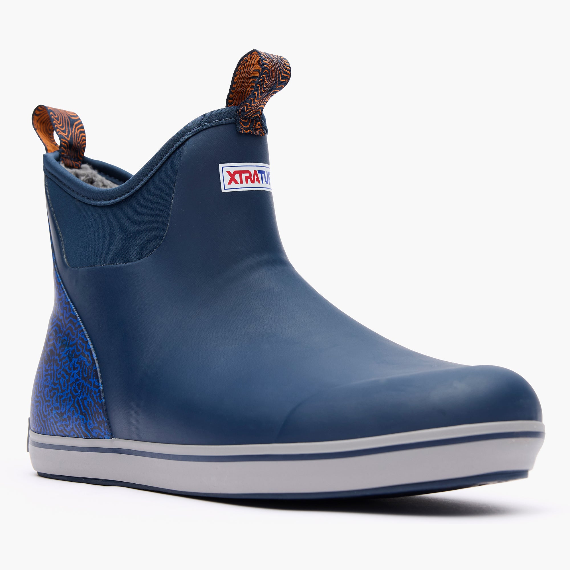 Blue Men's Trolling Pack Fleece Lined Ankle Deck Boot Main View.