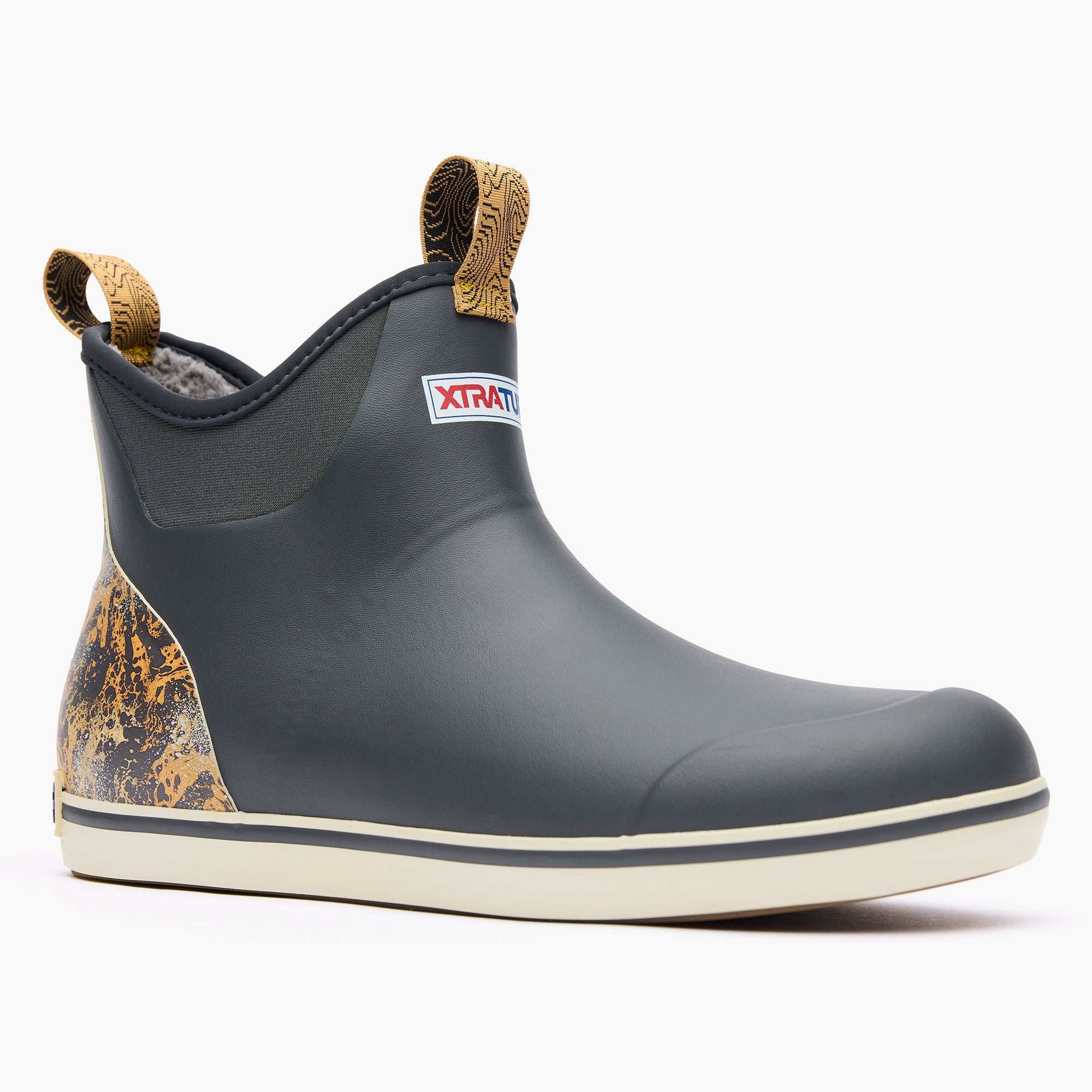 Grey Men's Trolling Pack Fleece Lined Ankle Deck Boot Main View.