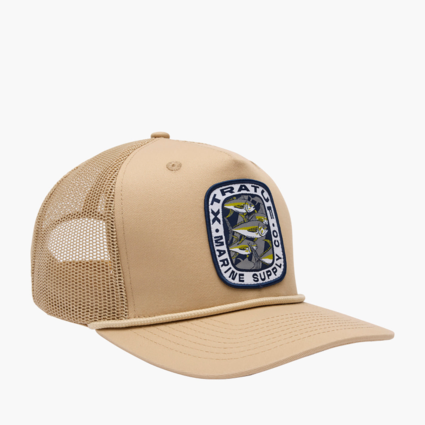 Khaki Unisex Trucker Hat Main View.