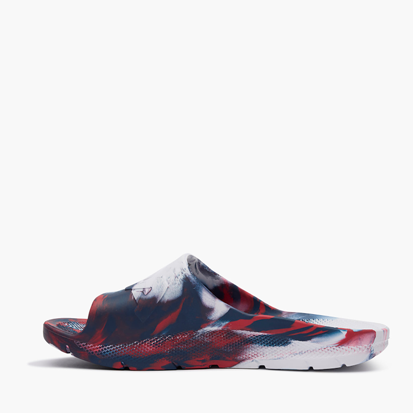 Red, White, and Blue Swirl Men's Après Fish Slide Profile 2.