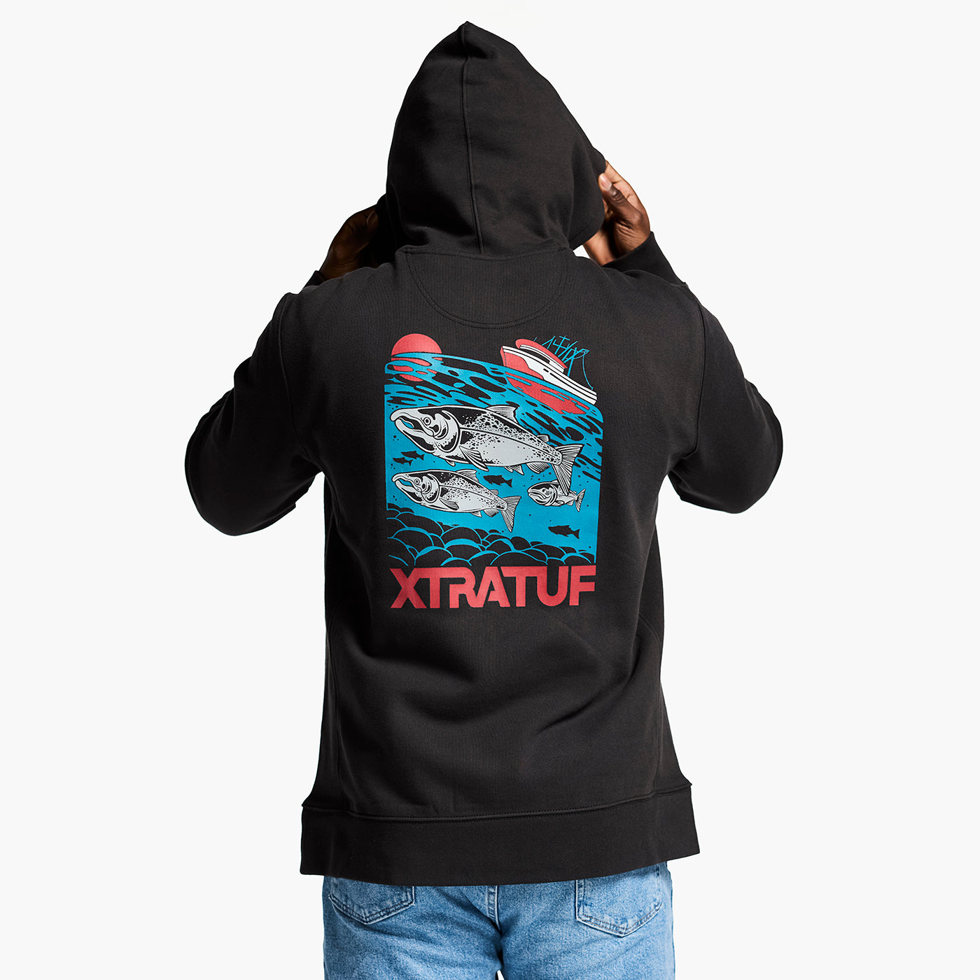 Faded Black Unisex Heavyweight Hoodie Alternate View.