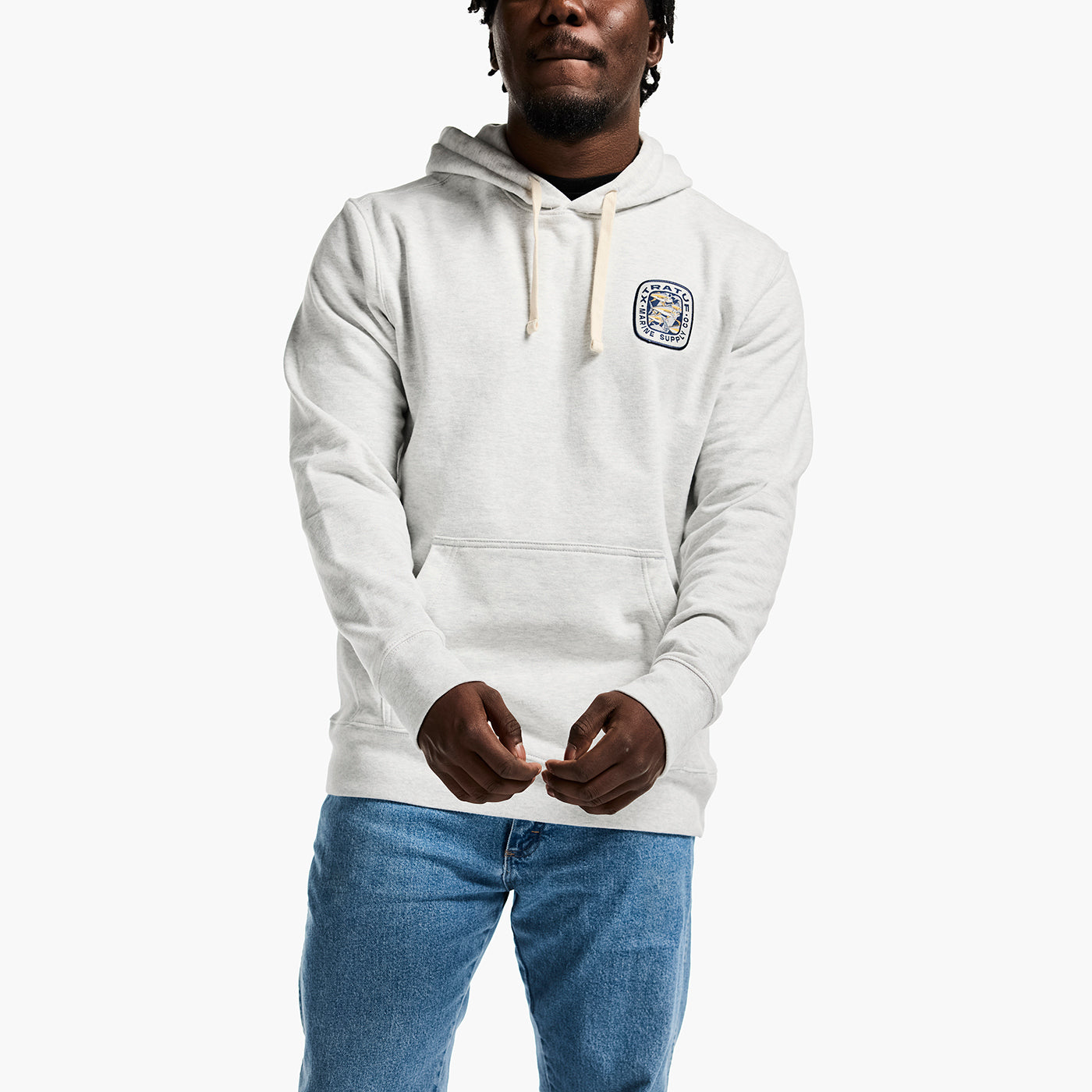 Heather Grey Unisex Heavyweight Hoodie Main View.