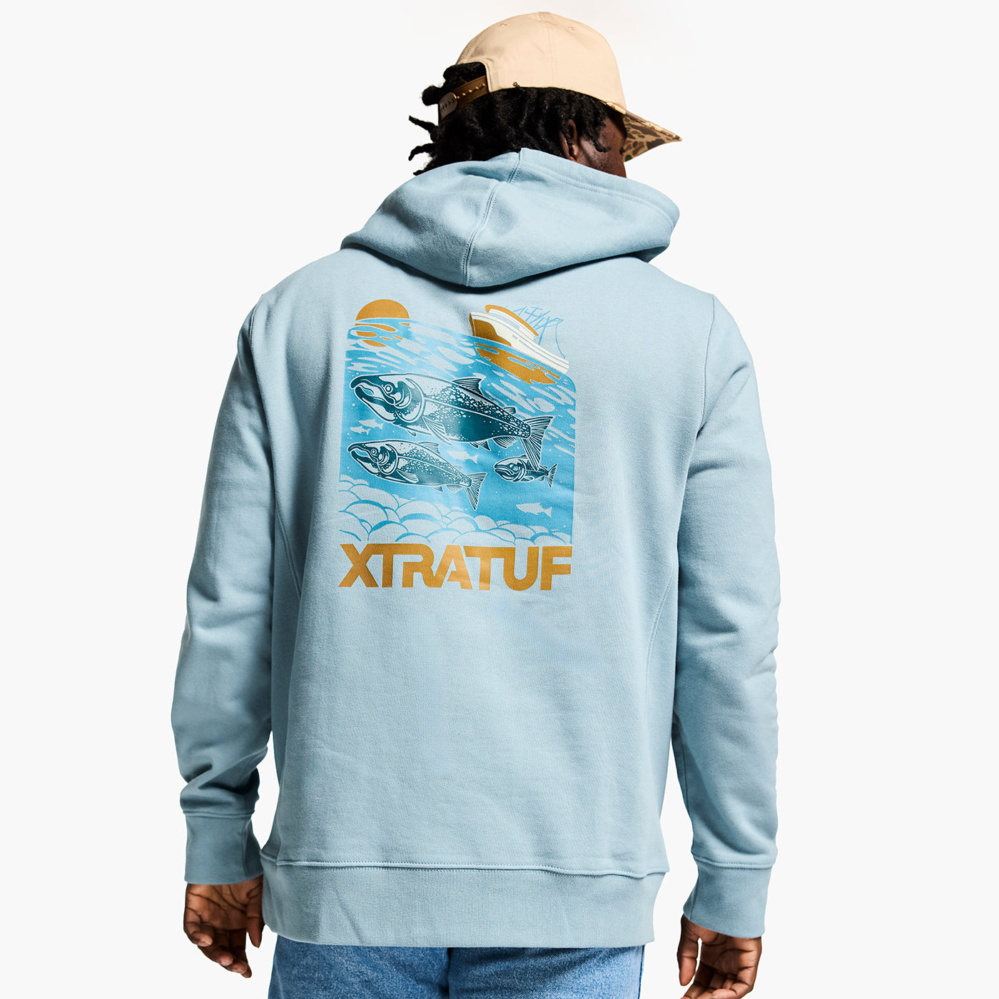 Vintage Blue Unisex Heavyweight Hoodie Main View.