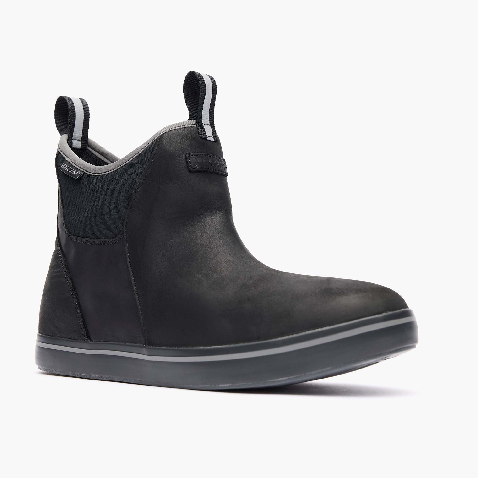 Gray Men's Leather Ankle Deck Boot Main View.