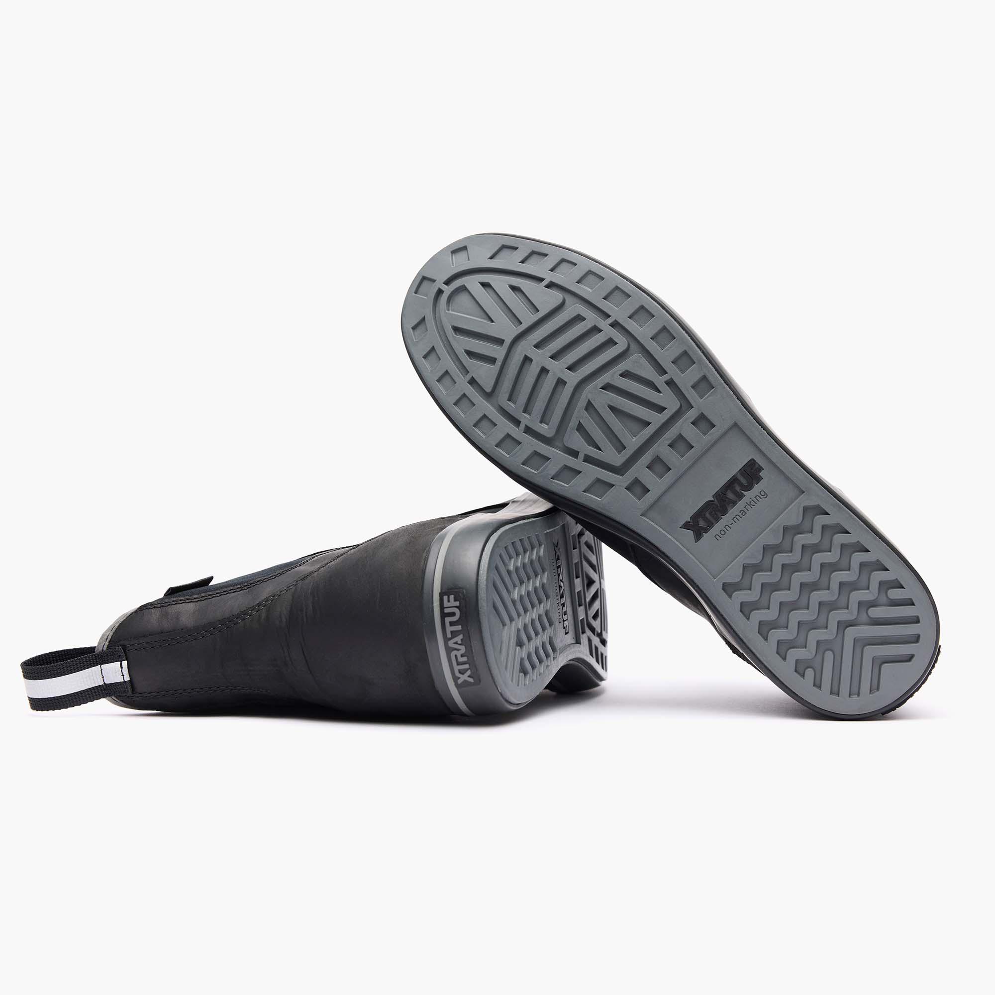 Gray Men's Leather Ankle Deck Boot Outsole.