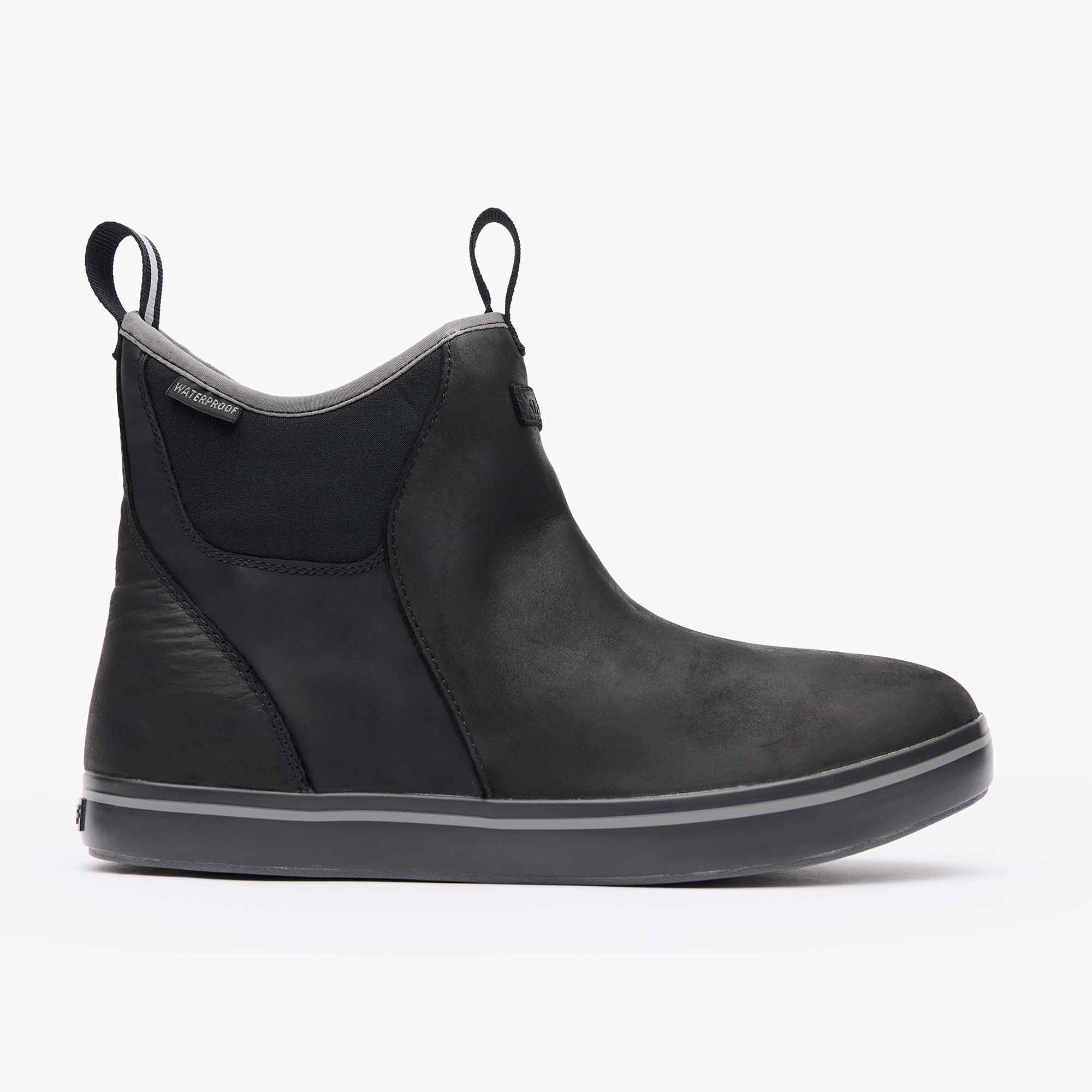 Gray Men's Leather Ankle Deck Boot Profile.
