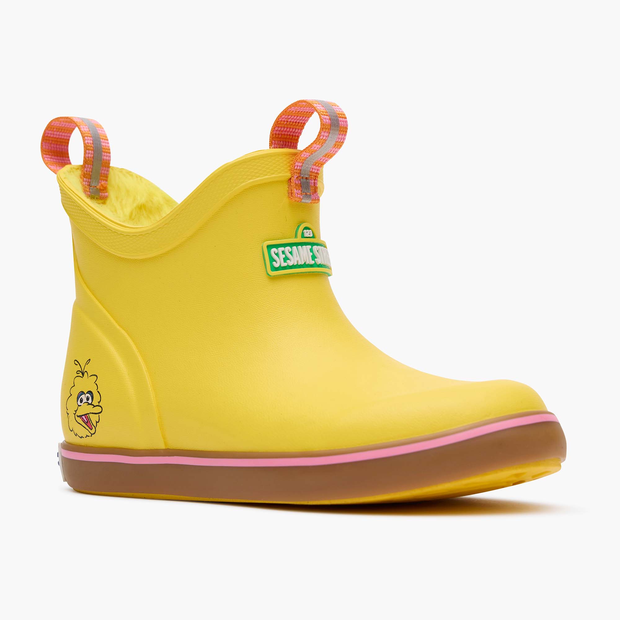 Big Bird Yellow Sesame Street Kids' Fleece Lined Ankle Deck Boot Alternate View.