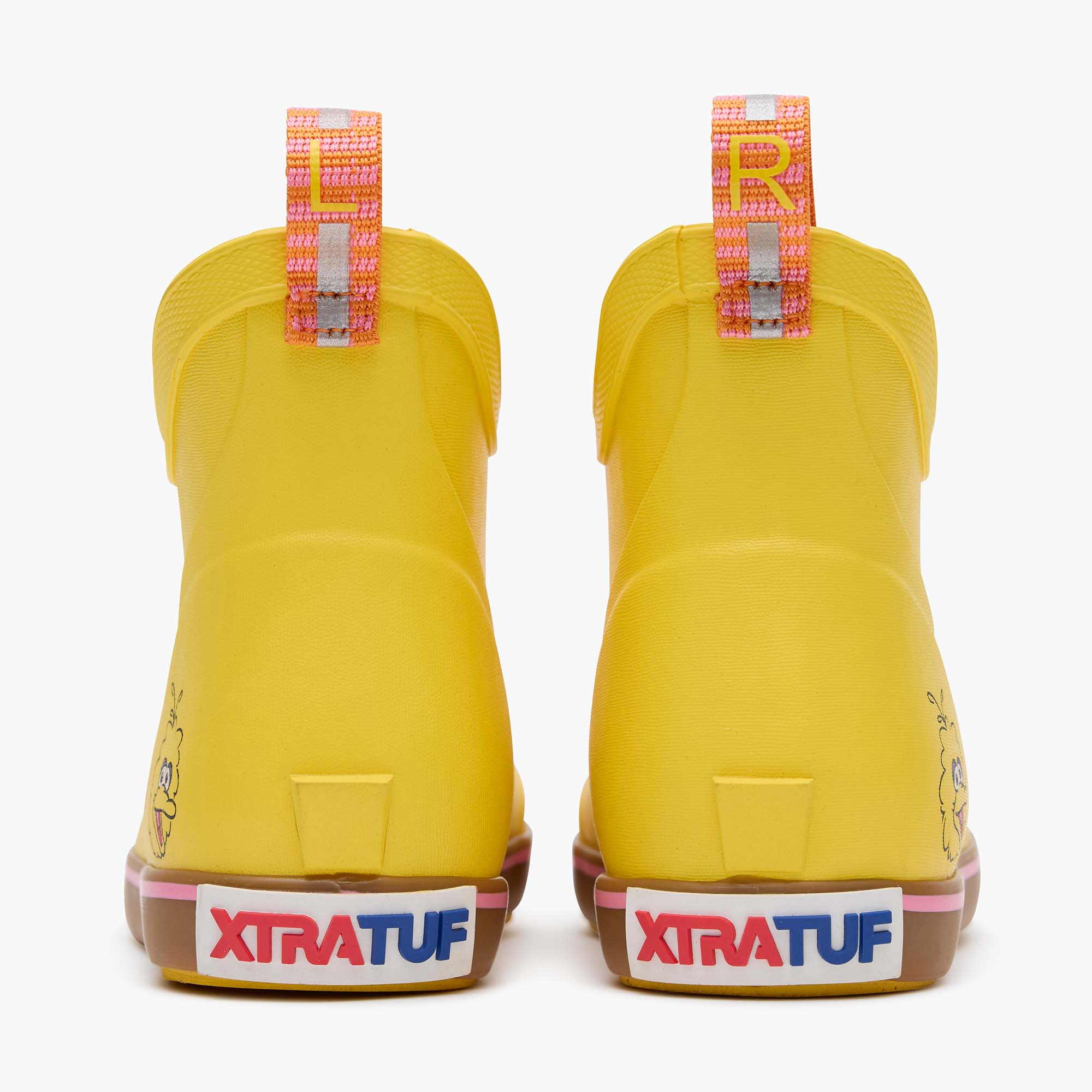 Big Bird Yellow Sesame Street Kids' Fleece Lined Ankle Deck Boot Back View.