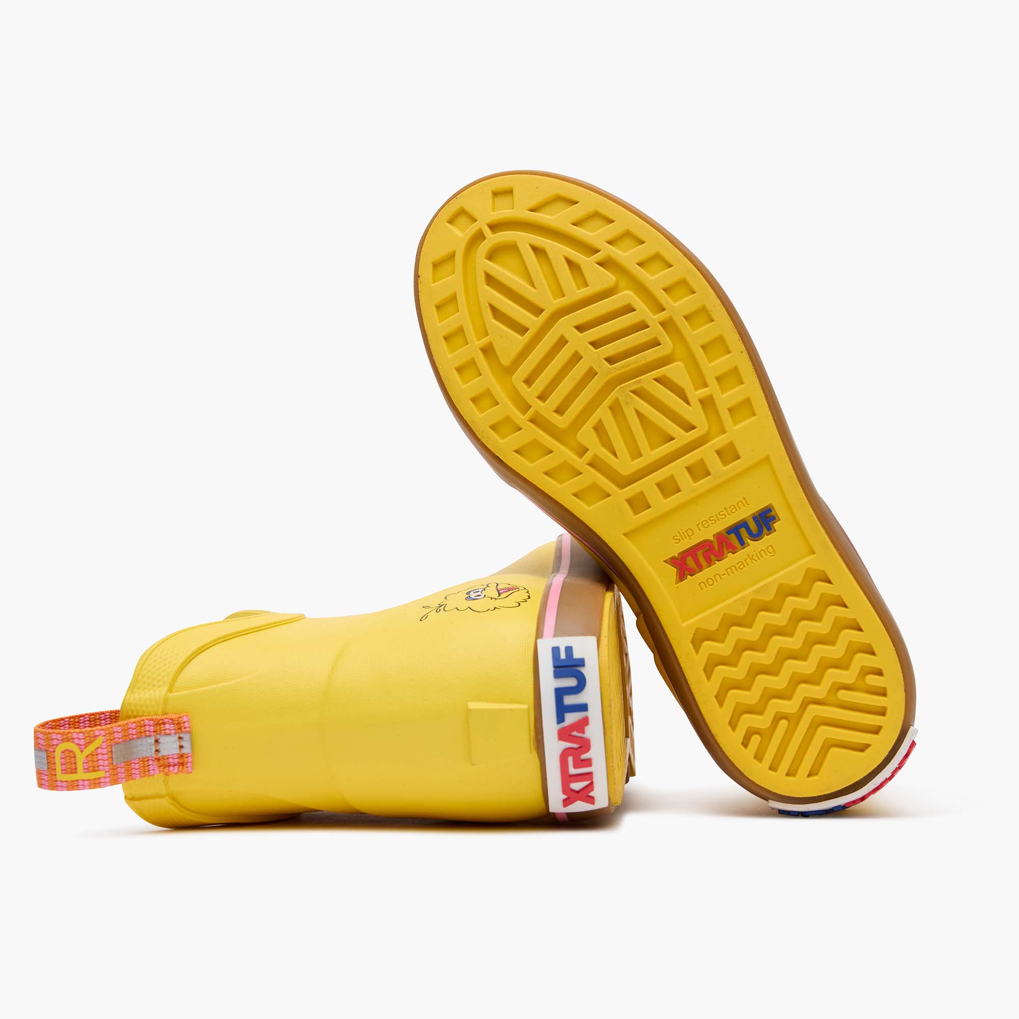 Big Bird Yellow Sesame Street Kids' Fleece Lined Ankle Deck Boot Outsole.
