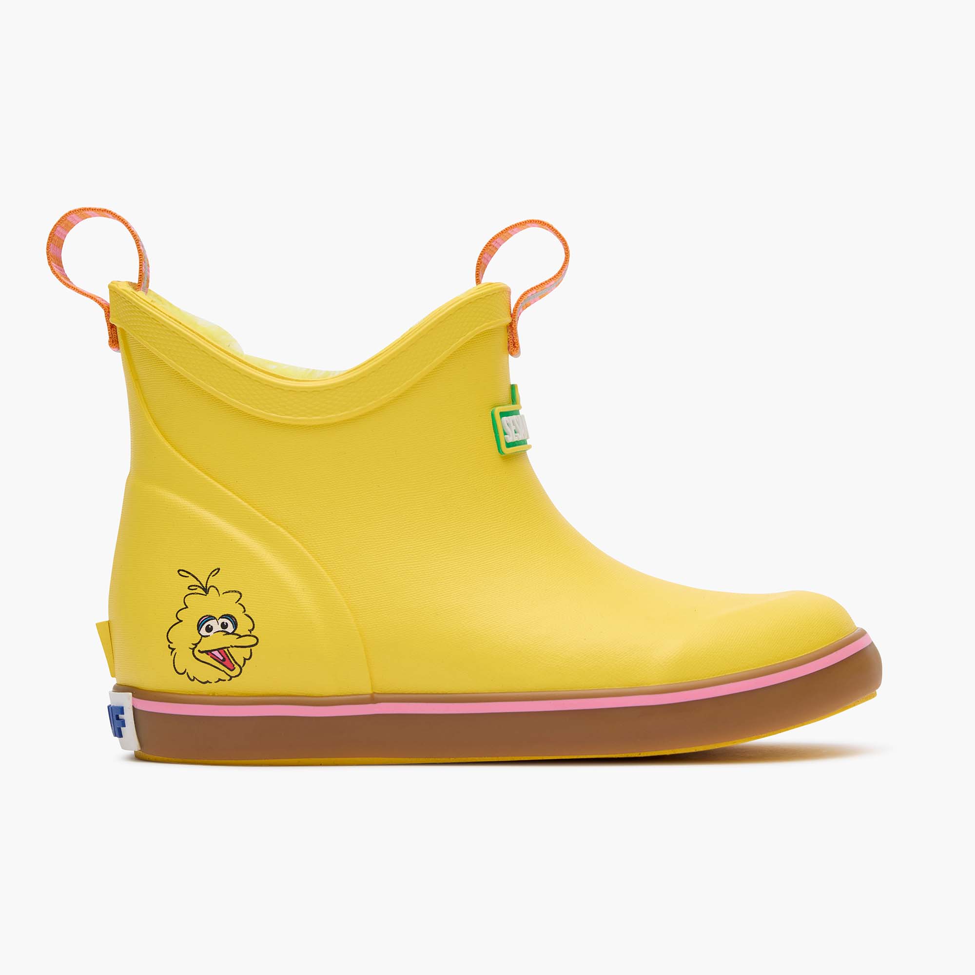 Big Bird Yellow Sesame Street Kids' Fleece Lined Ankle Deck Boot Profile.