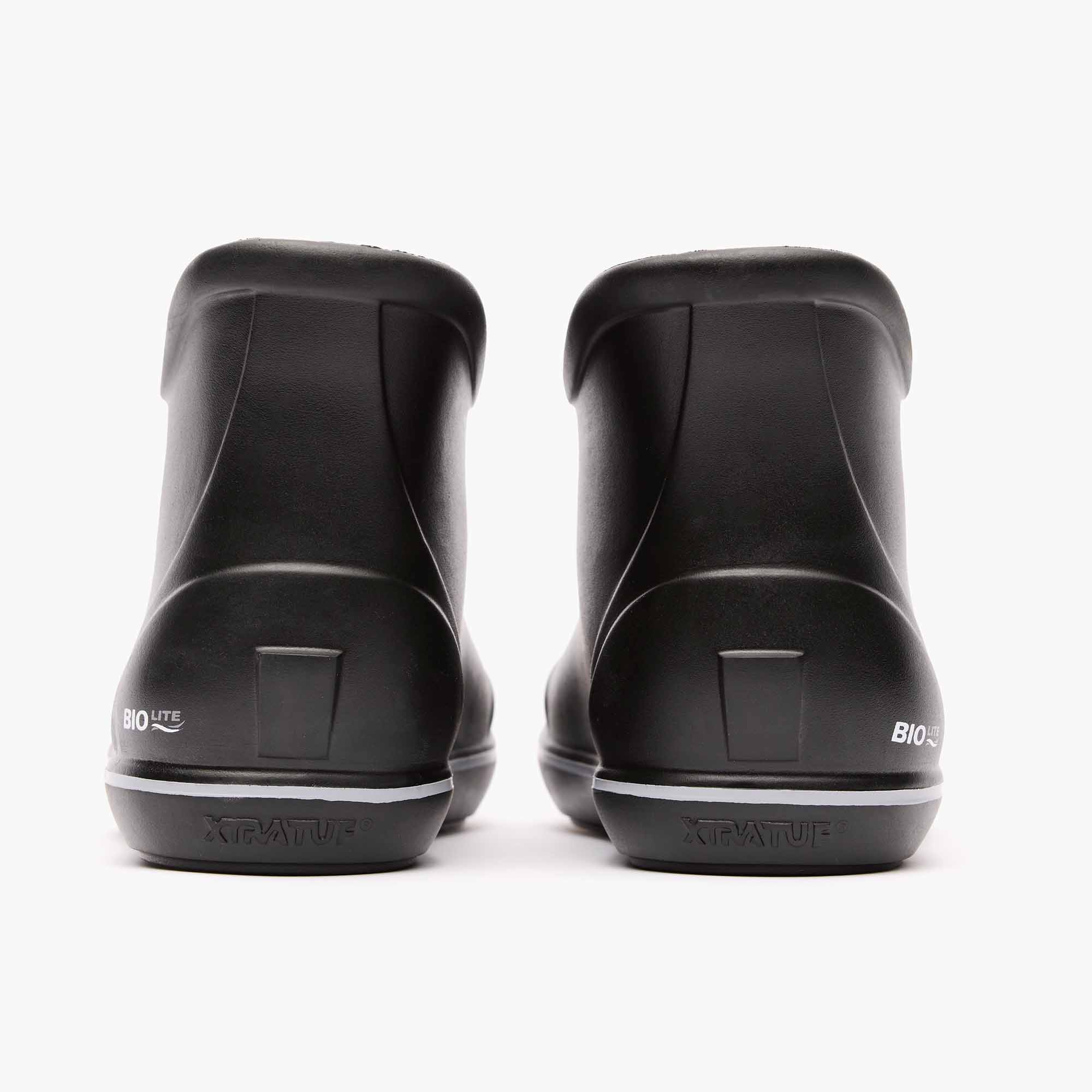 Black TUFS Big Kids Ankle Deck Boot Back View.