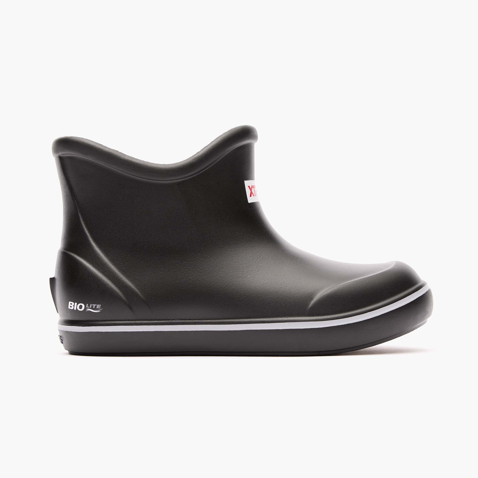 Black TUFS Big Kids Ankle Deck Boot Profile.