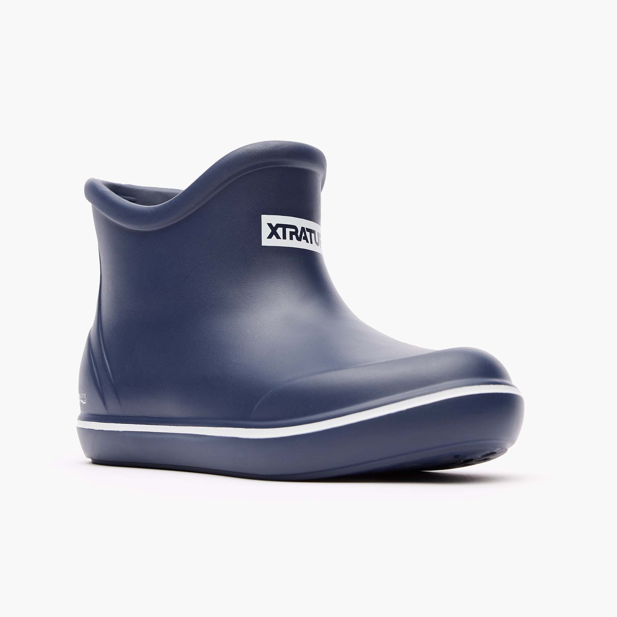 Navy TUFS Big Kids Ankle Deck Boot Main View.