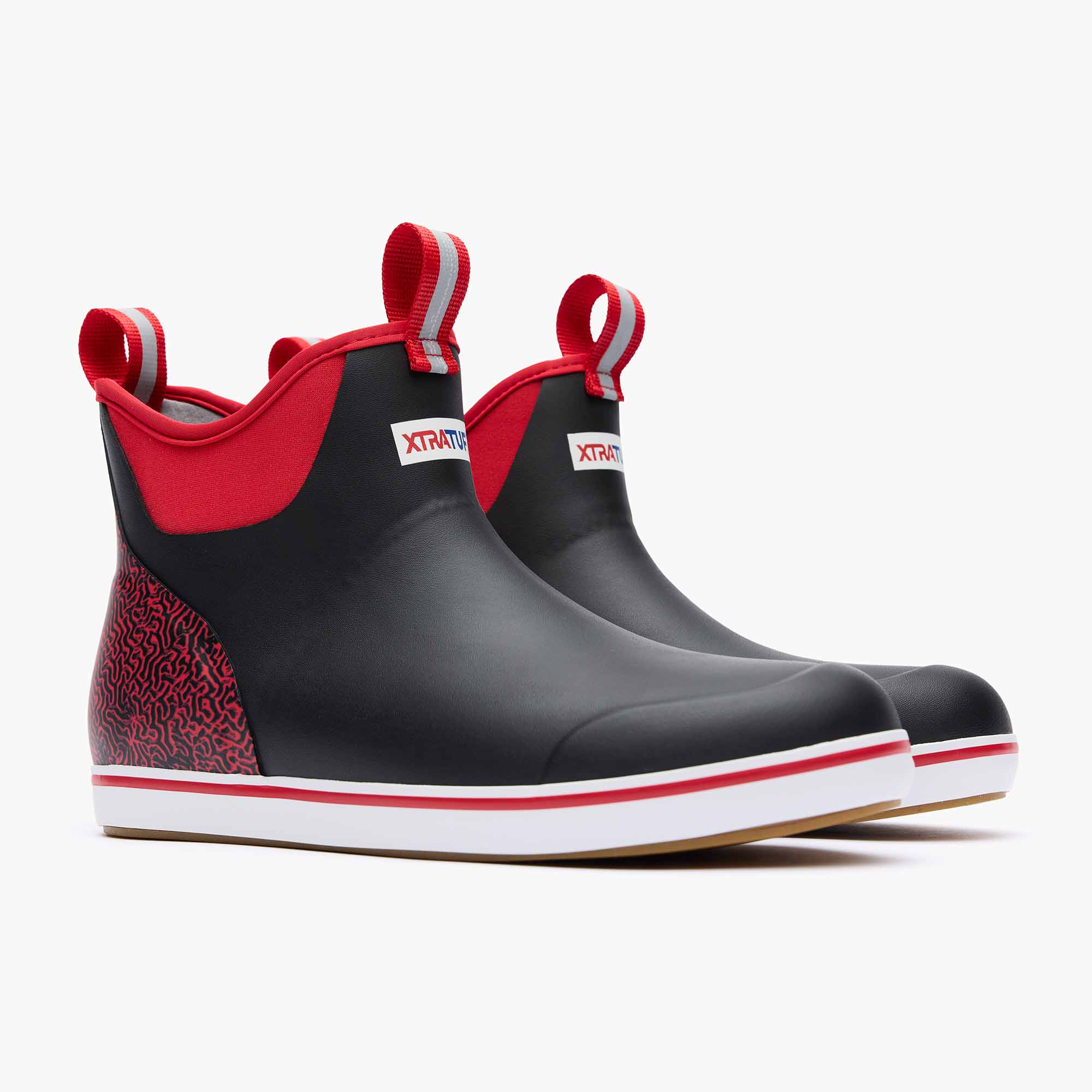 Black and Red Men's Tailgate Ankle Deck Boot Main 2.