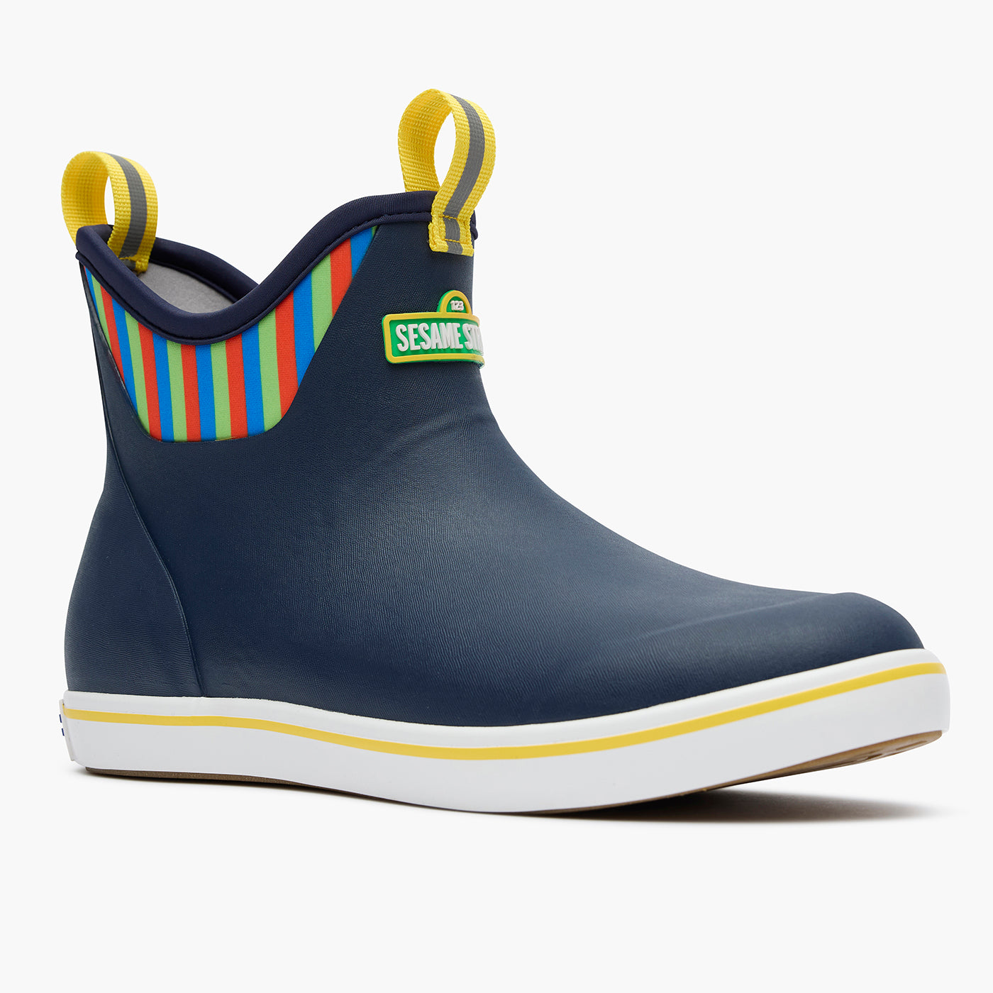 Navy Multi Sesame Street Men’s Ankle Deck Boot Main View.