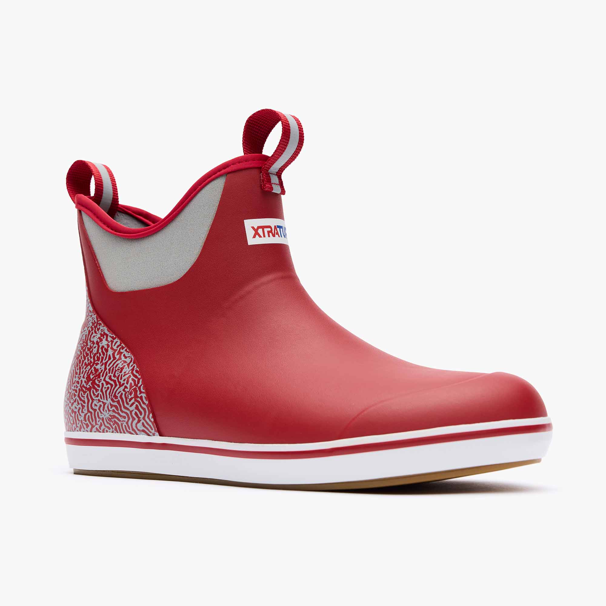 Red and Grey Men's Tailgate Ankle Deck Boot Main View.
