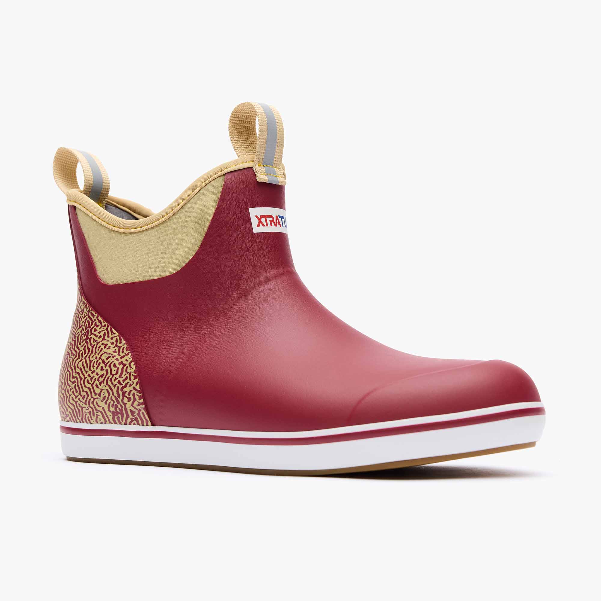 Red Men's Tailgate Ankle Deck Boot Main View.