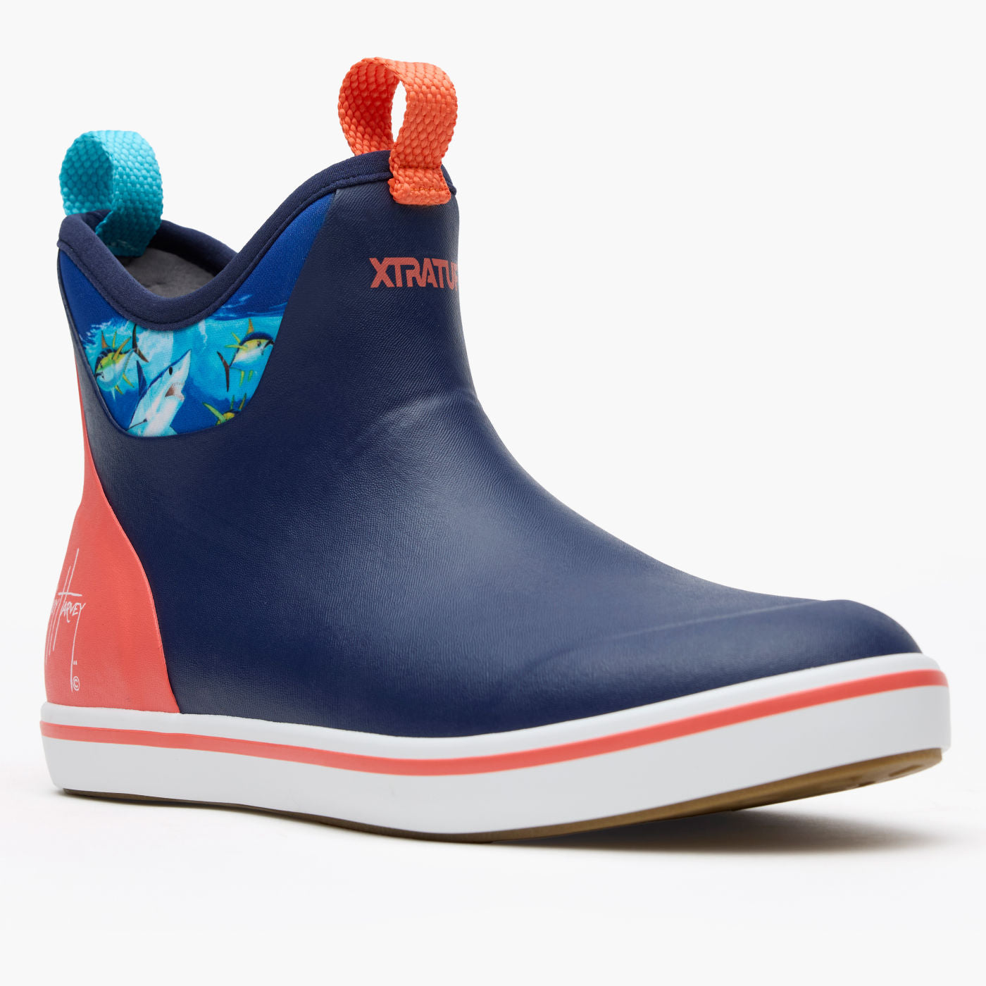Navy Shark Men's Ankle Deck Boot Guy Harvey Main View.