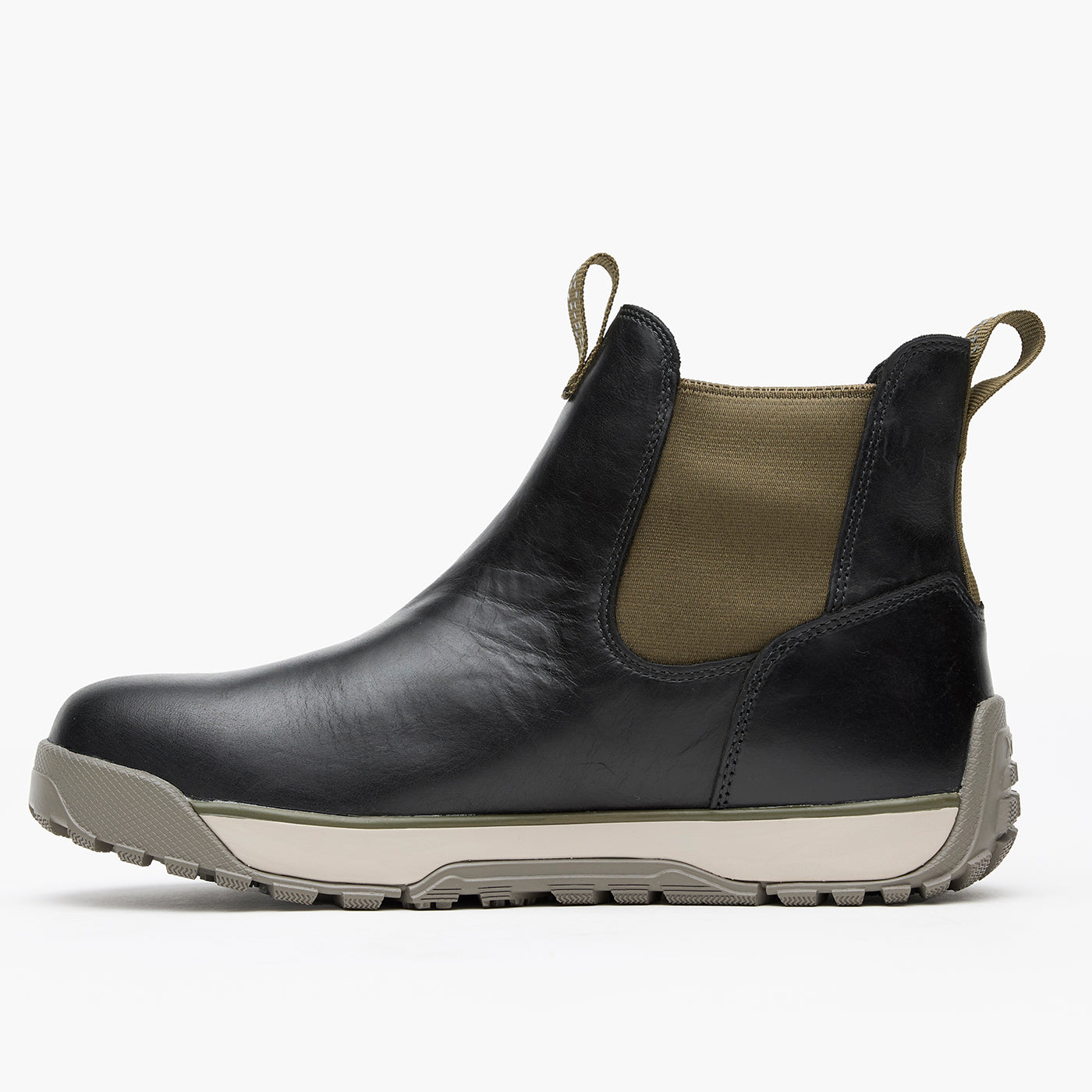 Pirate Black Men's Waterproof Leather Ankle Deck Boot Profile 2.