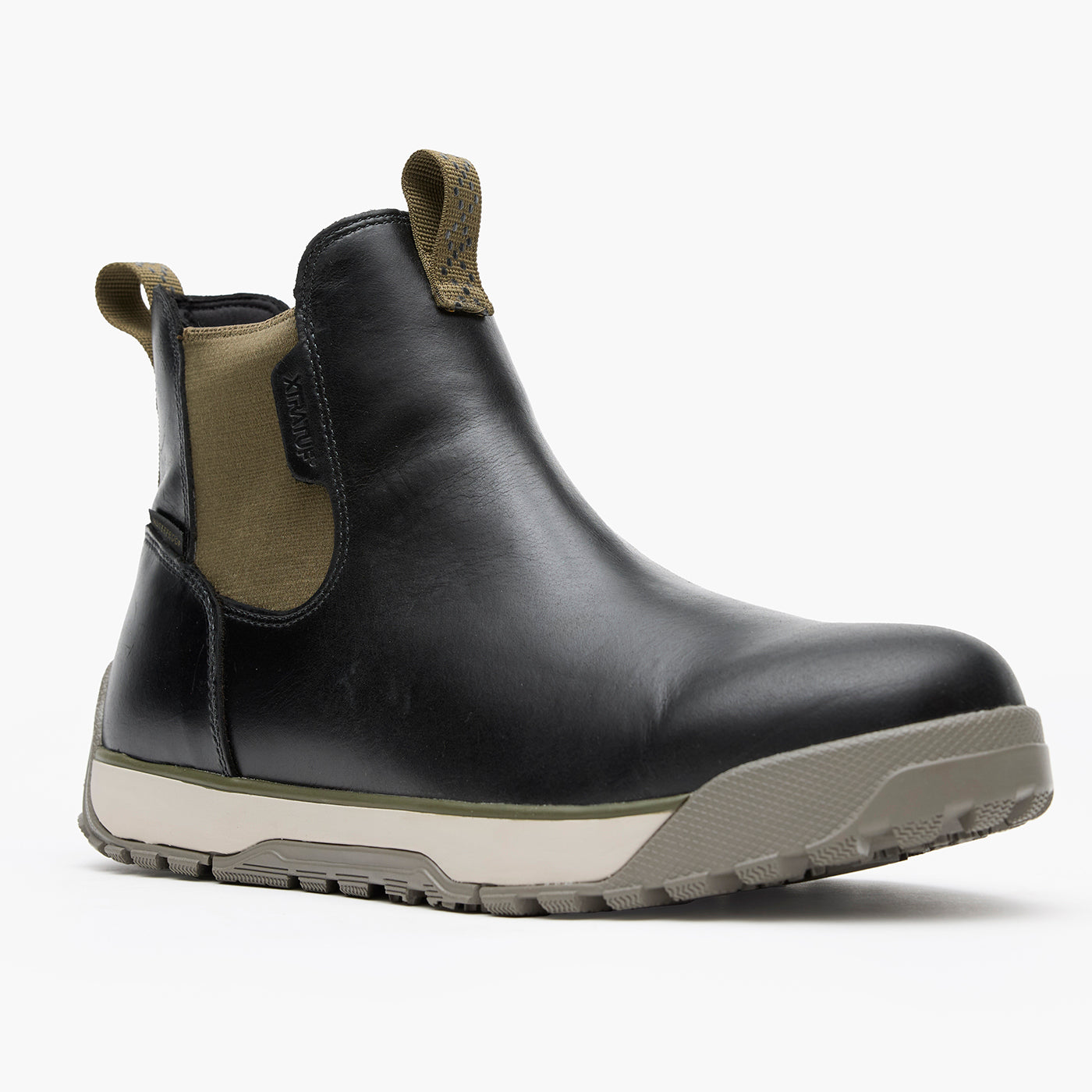 Pirate Black Men's Waterproof Leather Ankle Deck Boot Main View.