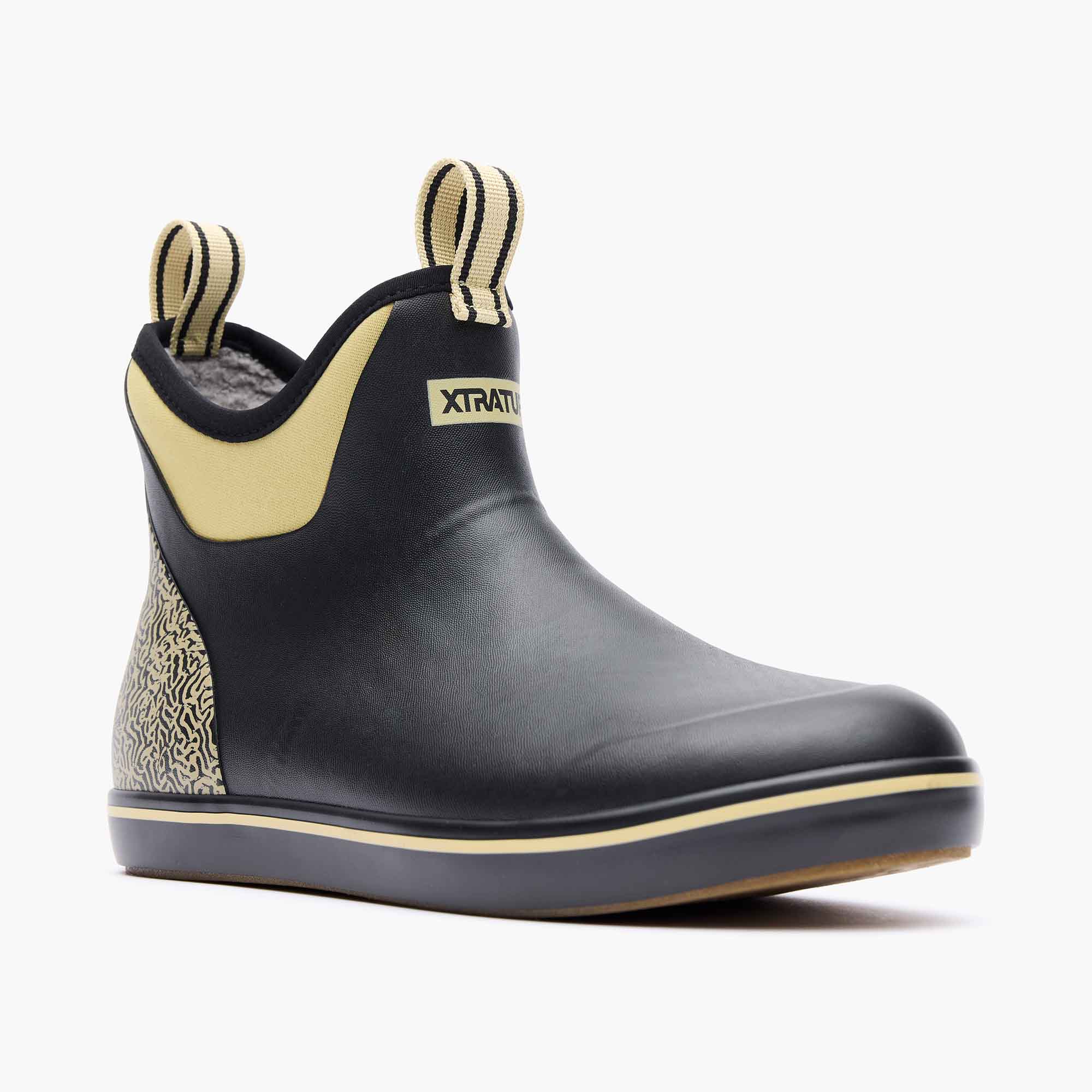 Black Men's Tailgate Ankle Deck Boot Main View.