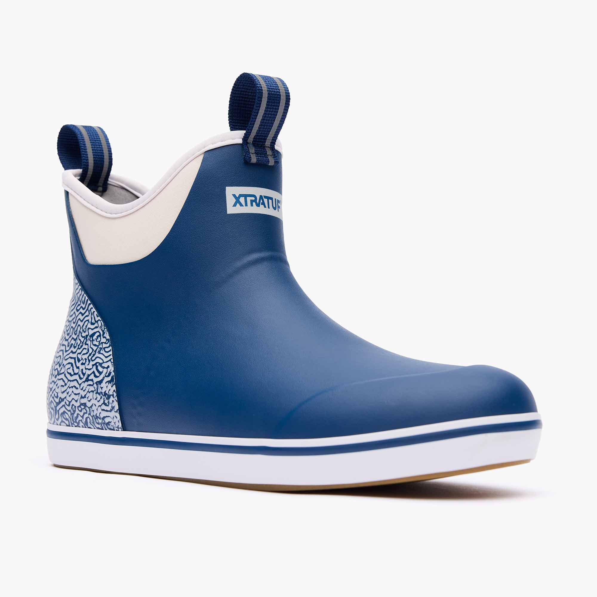 Blue White Men's Tailgate Ankle Deck Boot Main View.