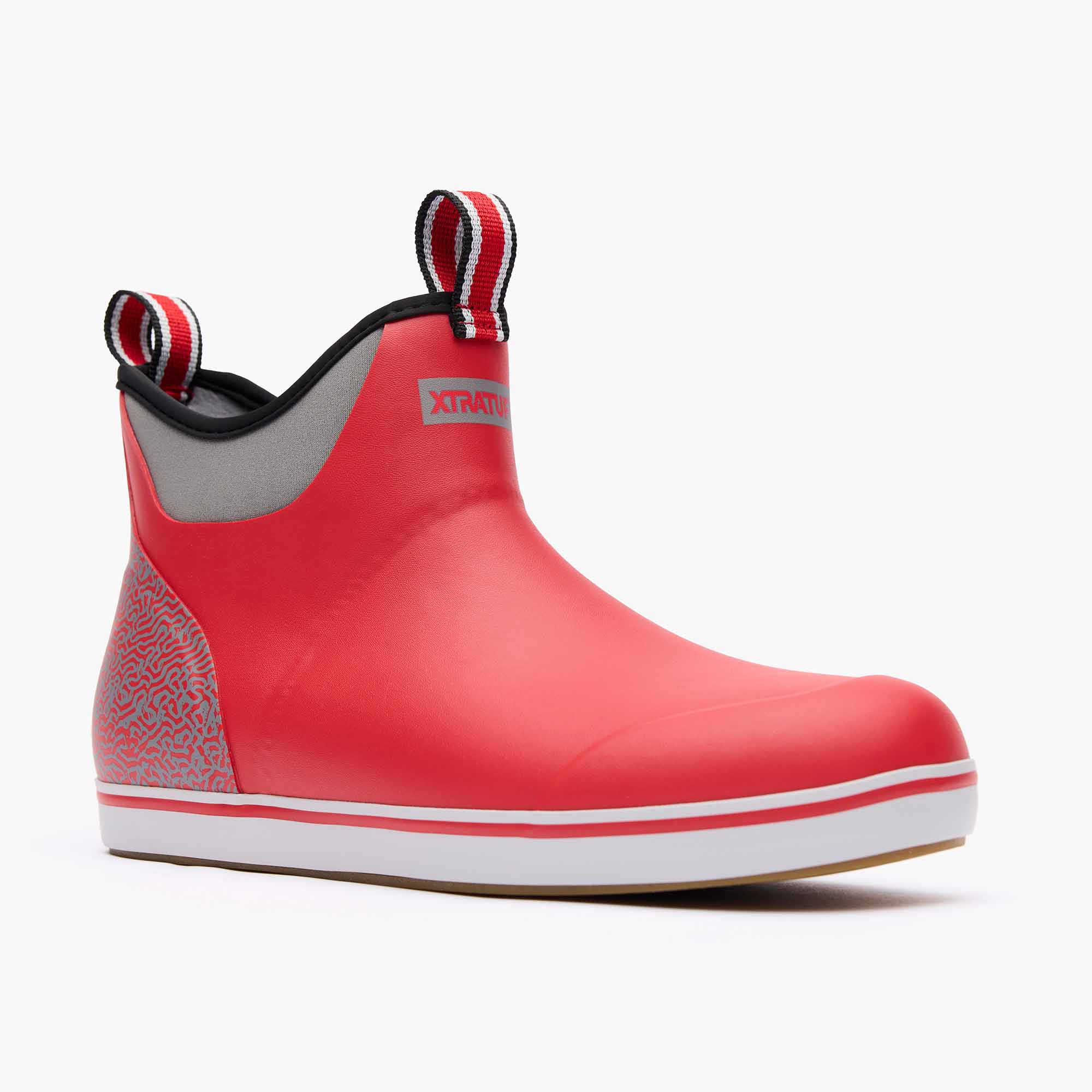Red Grey Men's Tailgate Ankle Deck Boot Main View.