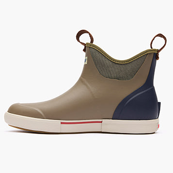 Vintage Olive Men's Vintage Ankle Deck Boot Instep View.
