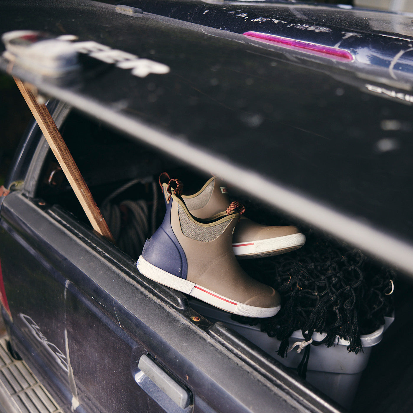 Vintage Olive Men's Vintage Ankle Deck Boot On-Foot View.