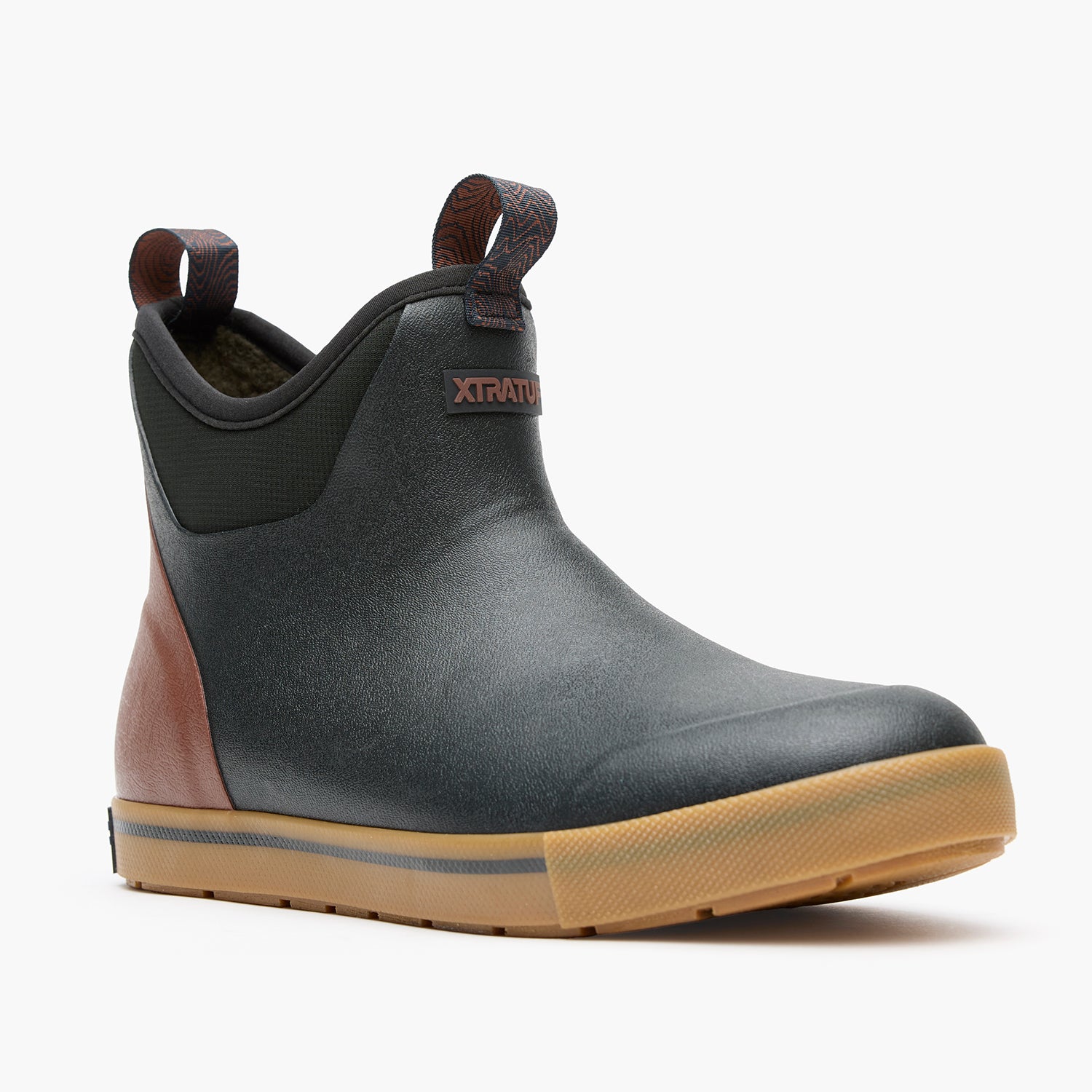 Black Men's Camp Fleece Lined Ankle Deck Boot Main View.